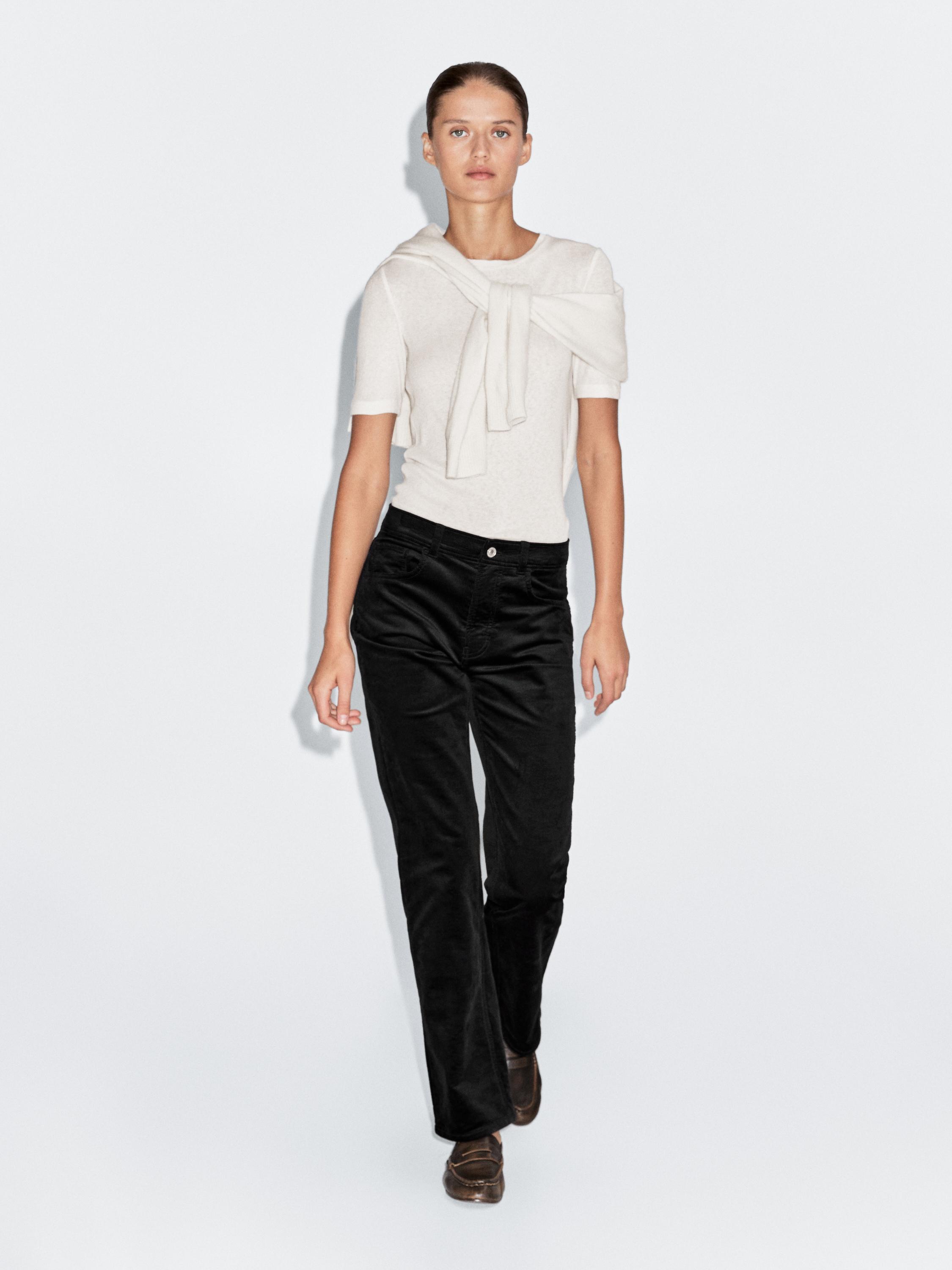Straight-leg needlecord trousers