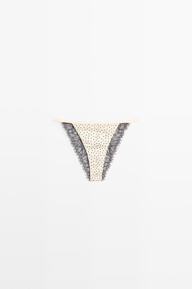 Polka dot briefs with lace detail — CREAM 2