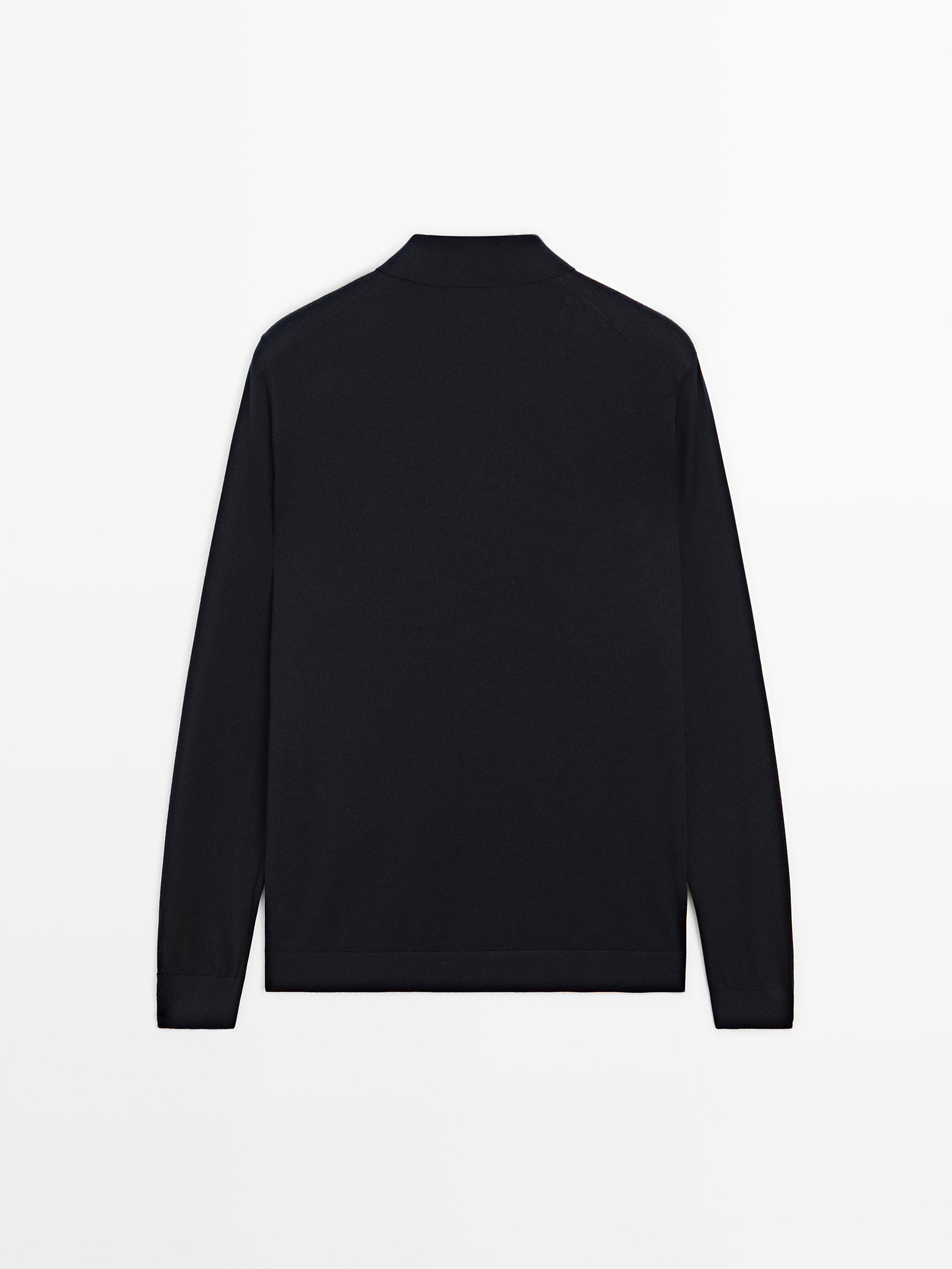 100% merino wool knit polo jumper