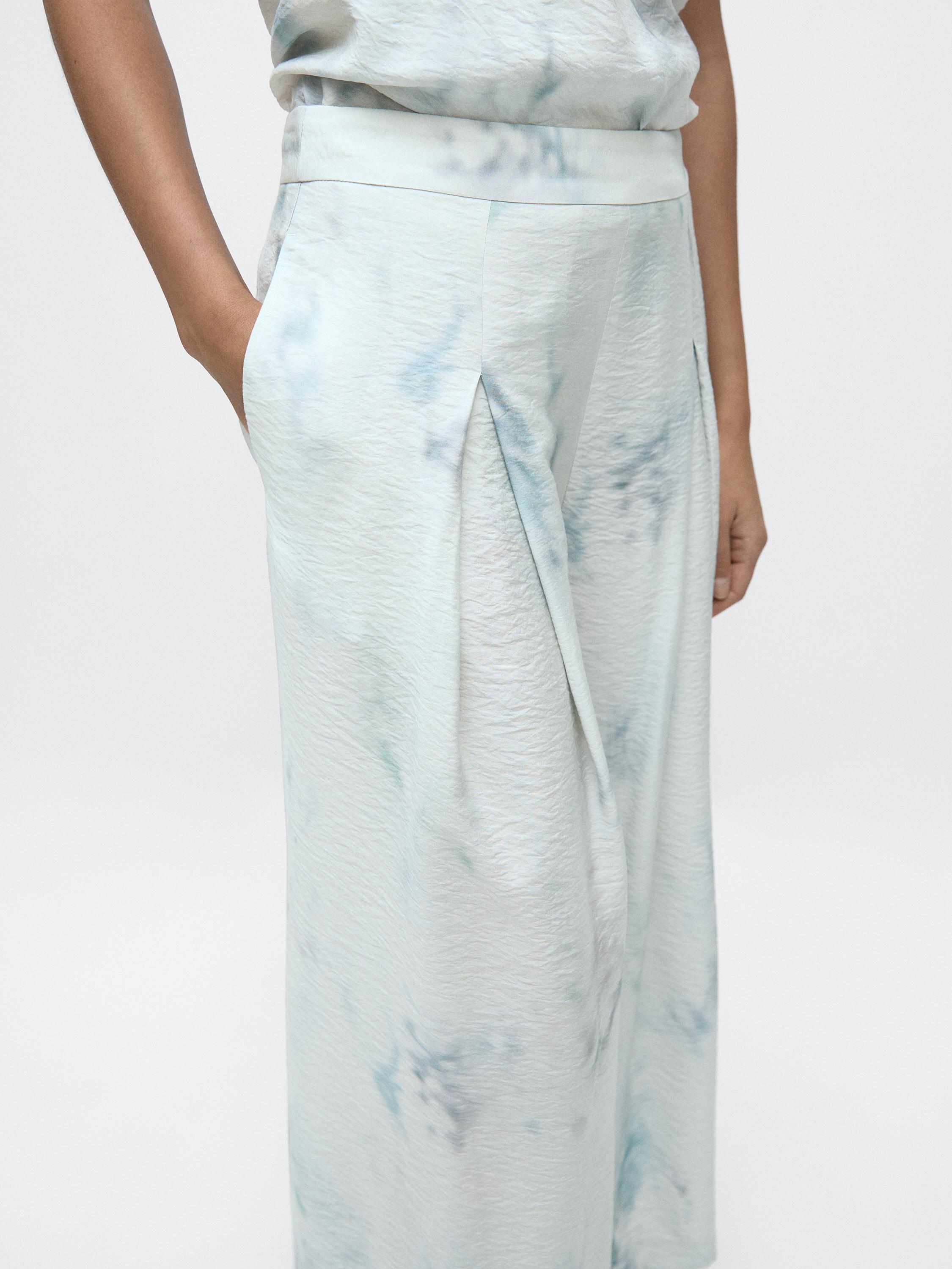 Printed trousers with pleat details — Light Blue