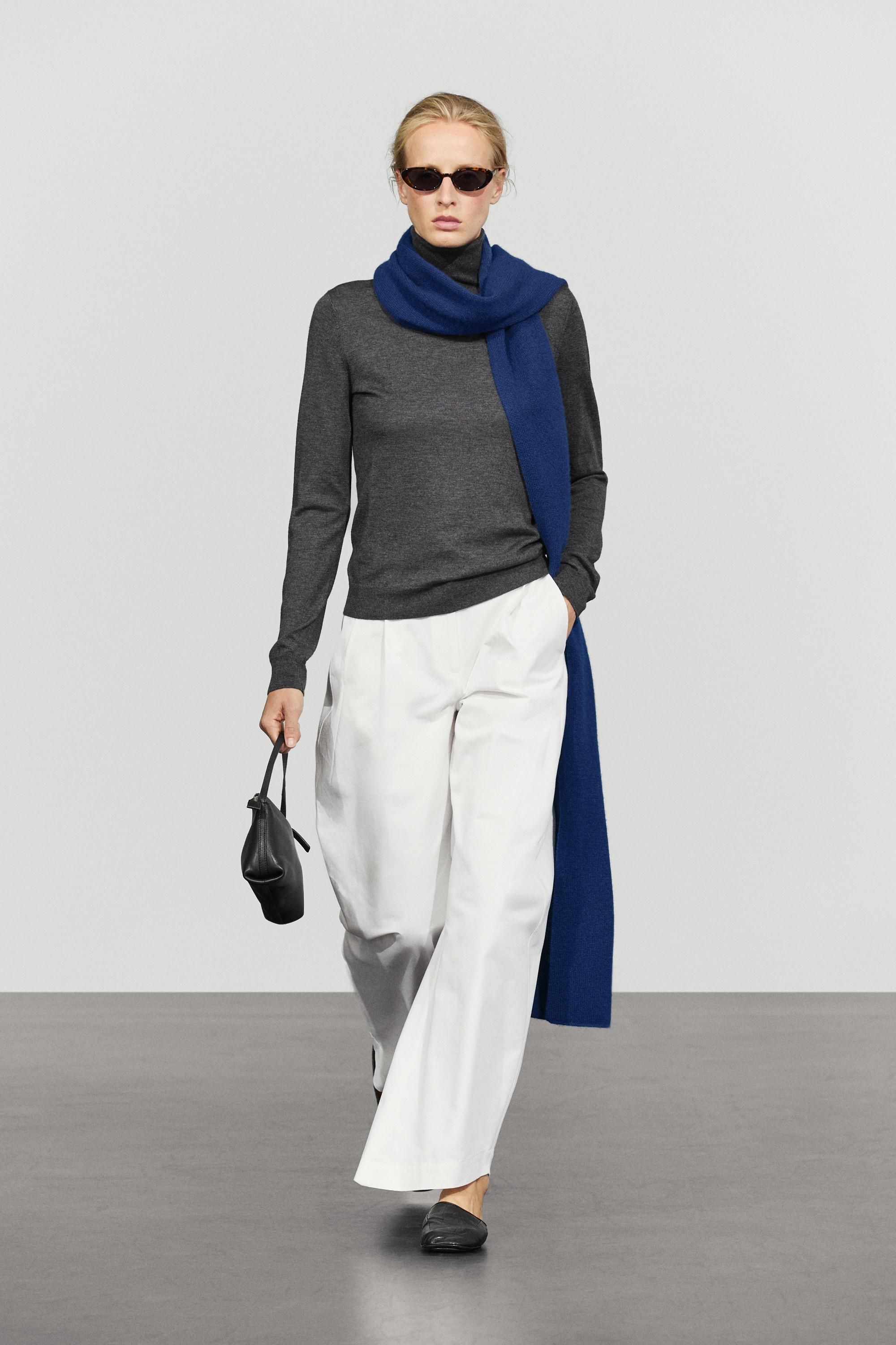 Wool-blend turtleneck knit sweater
