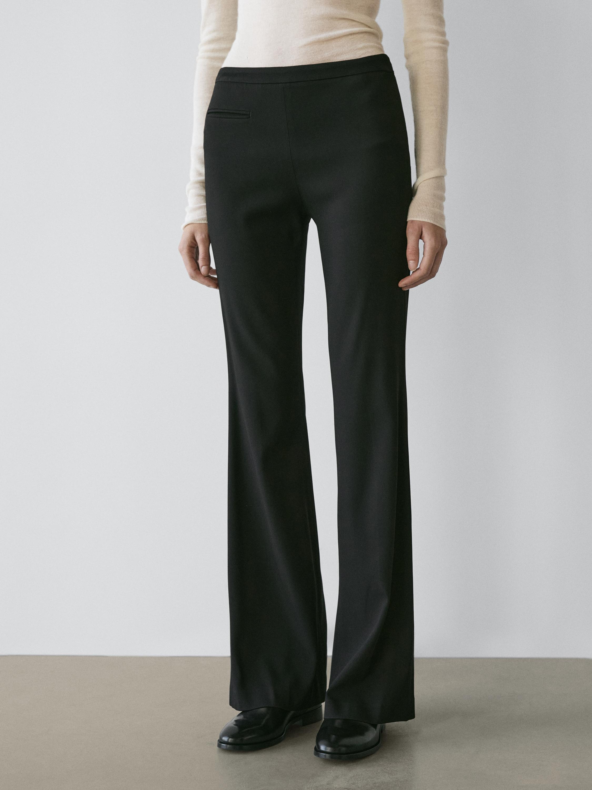Flared trousers with pocket — BLACK