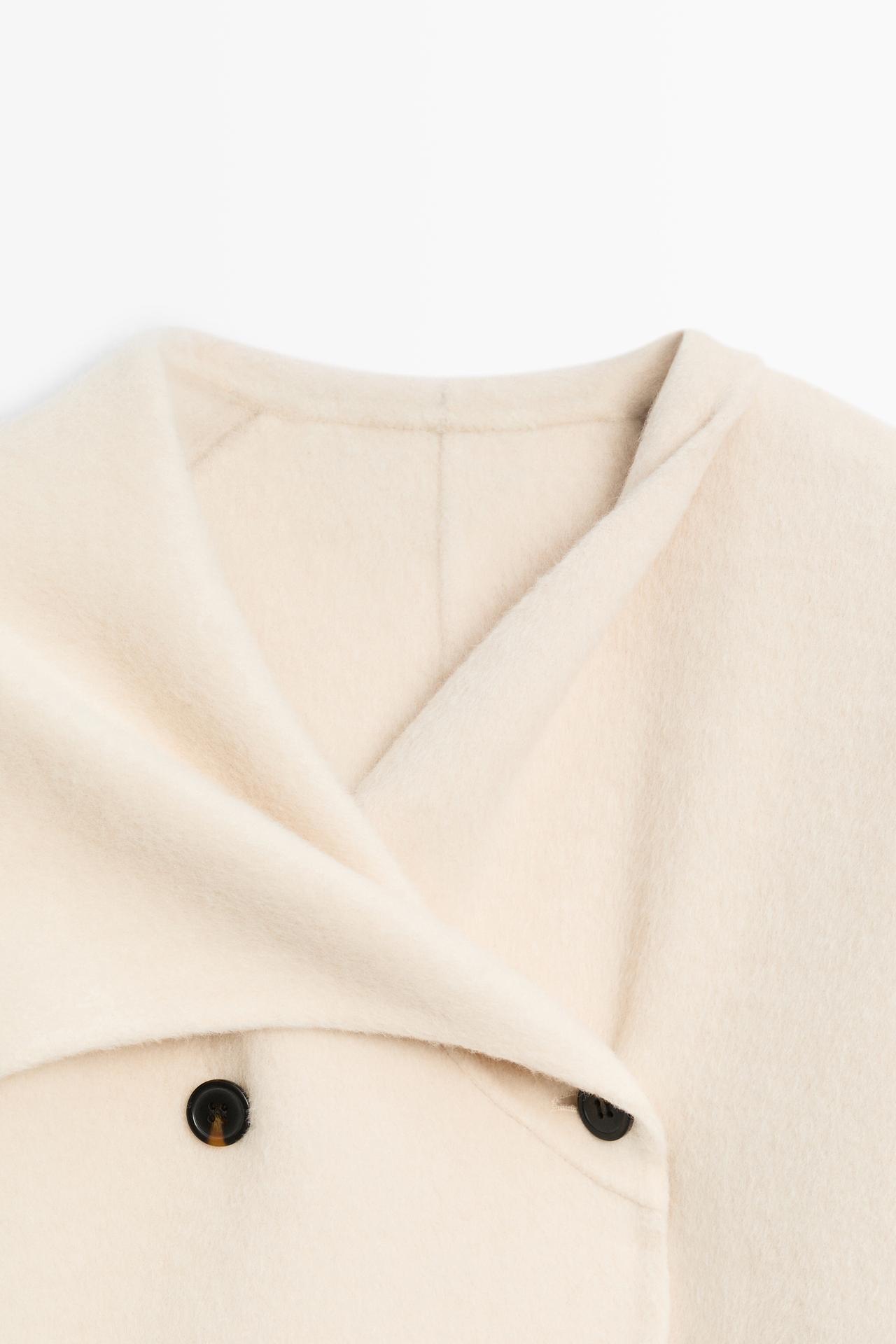 100% wool long coat with scarf — Off white