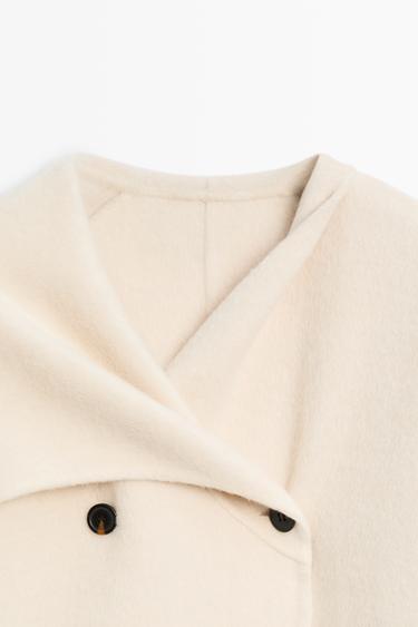 100% wool long coat with scarf — Off white 9