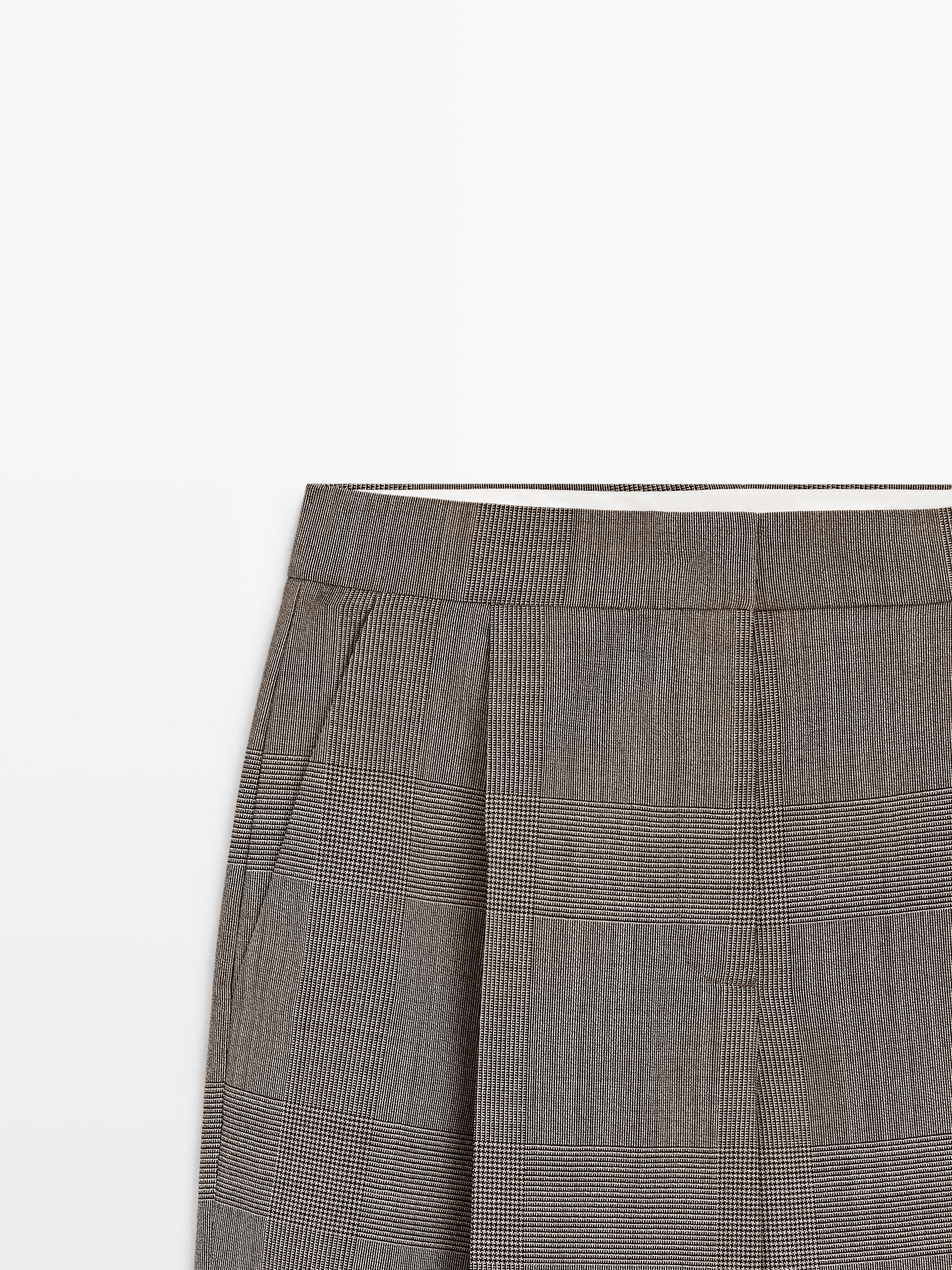 Check wool suit trousers — BEIGE (alternate view)