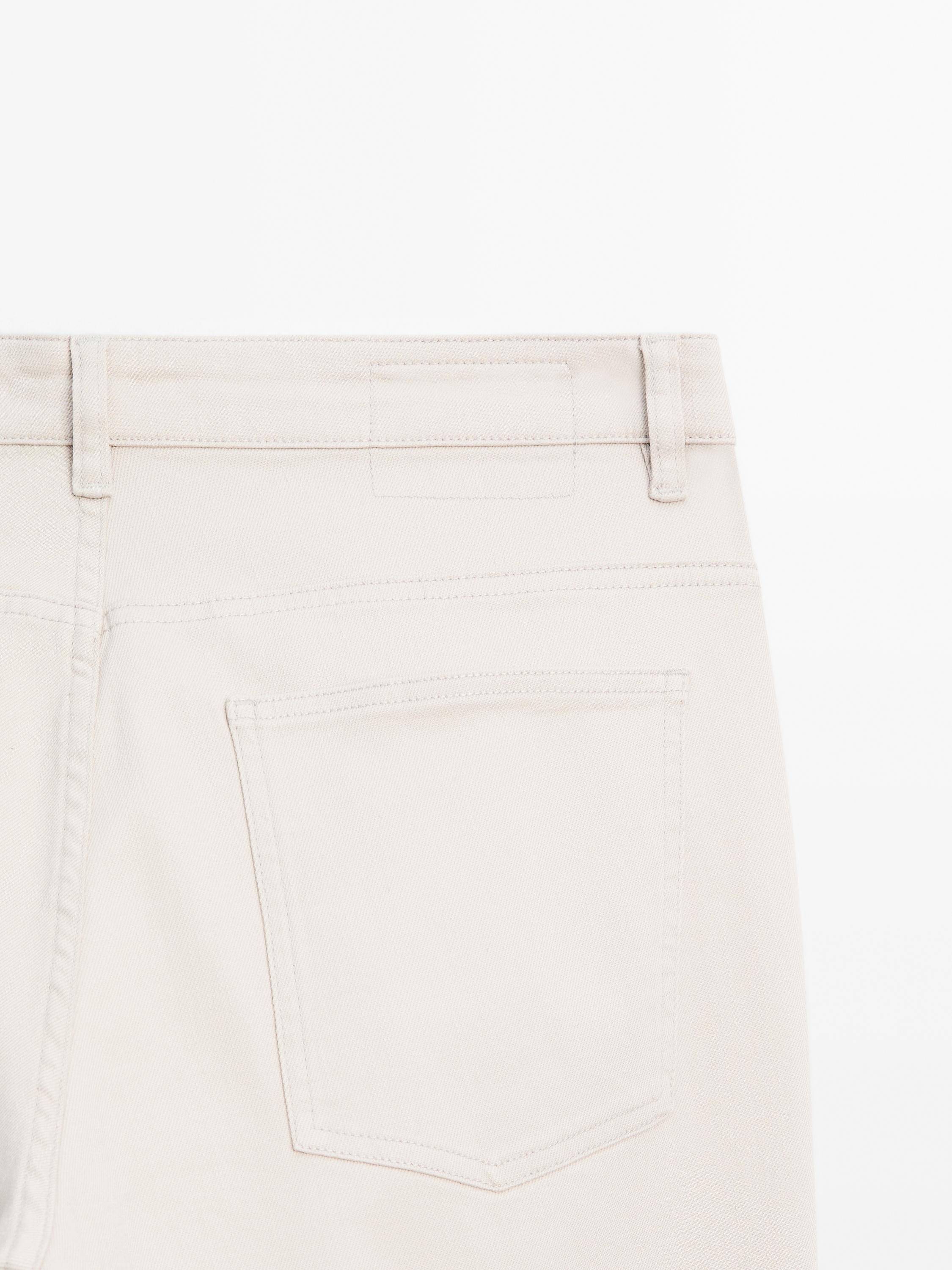 Cotton blend slim fit denim trousers