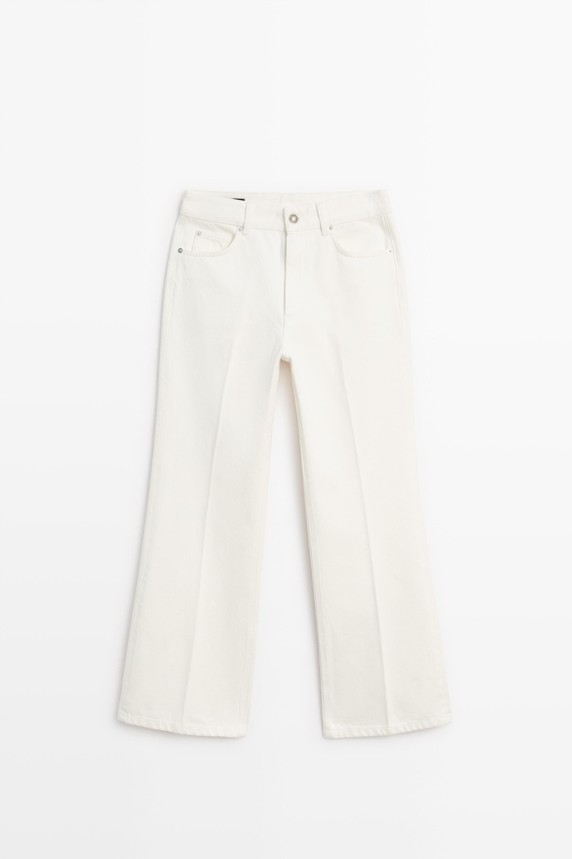 Mid-waist cropped flare fit jeans — Off white