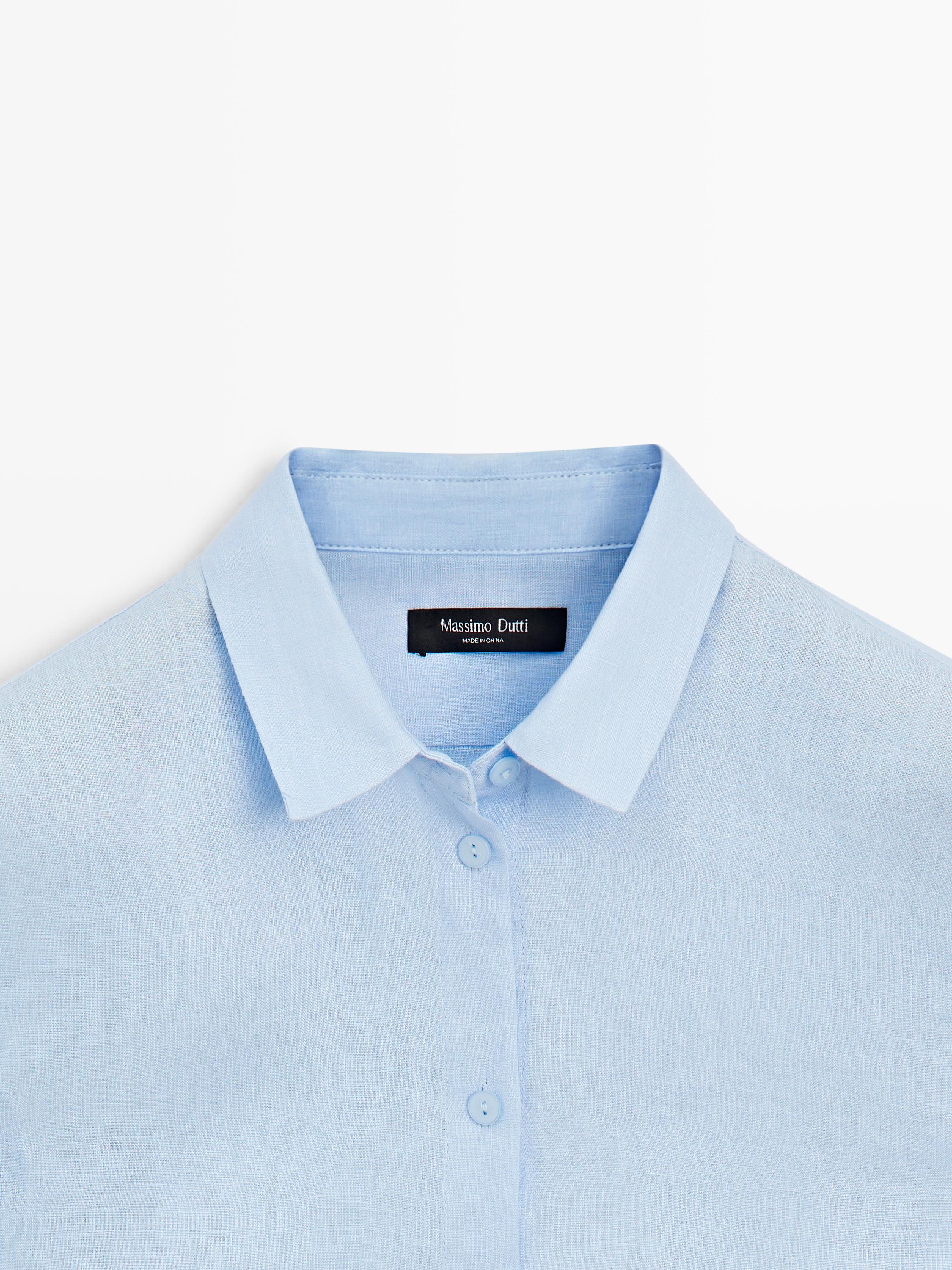 Flowing 100% linen shirt — SKY BLUE