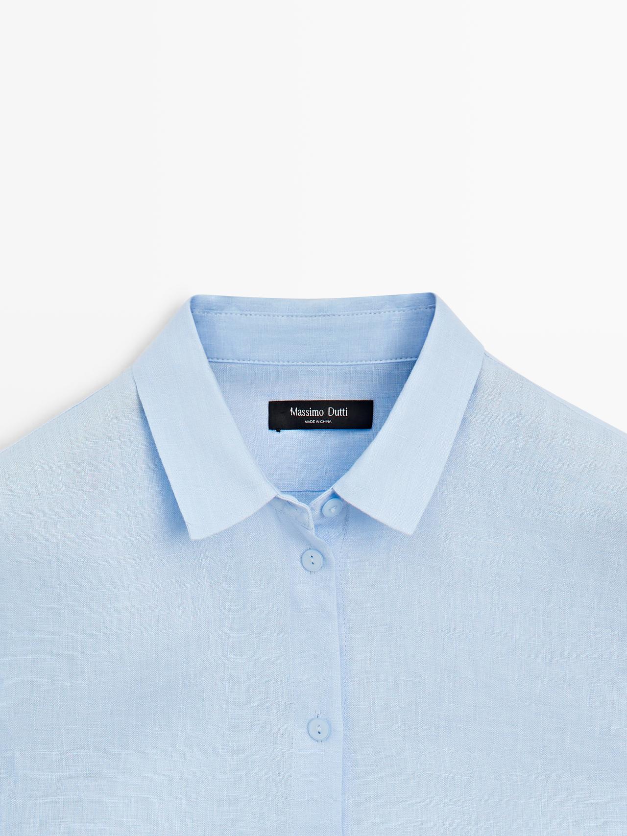 Flowing 100% linen shirt — SKY BLUE