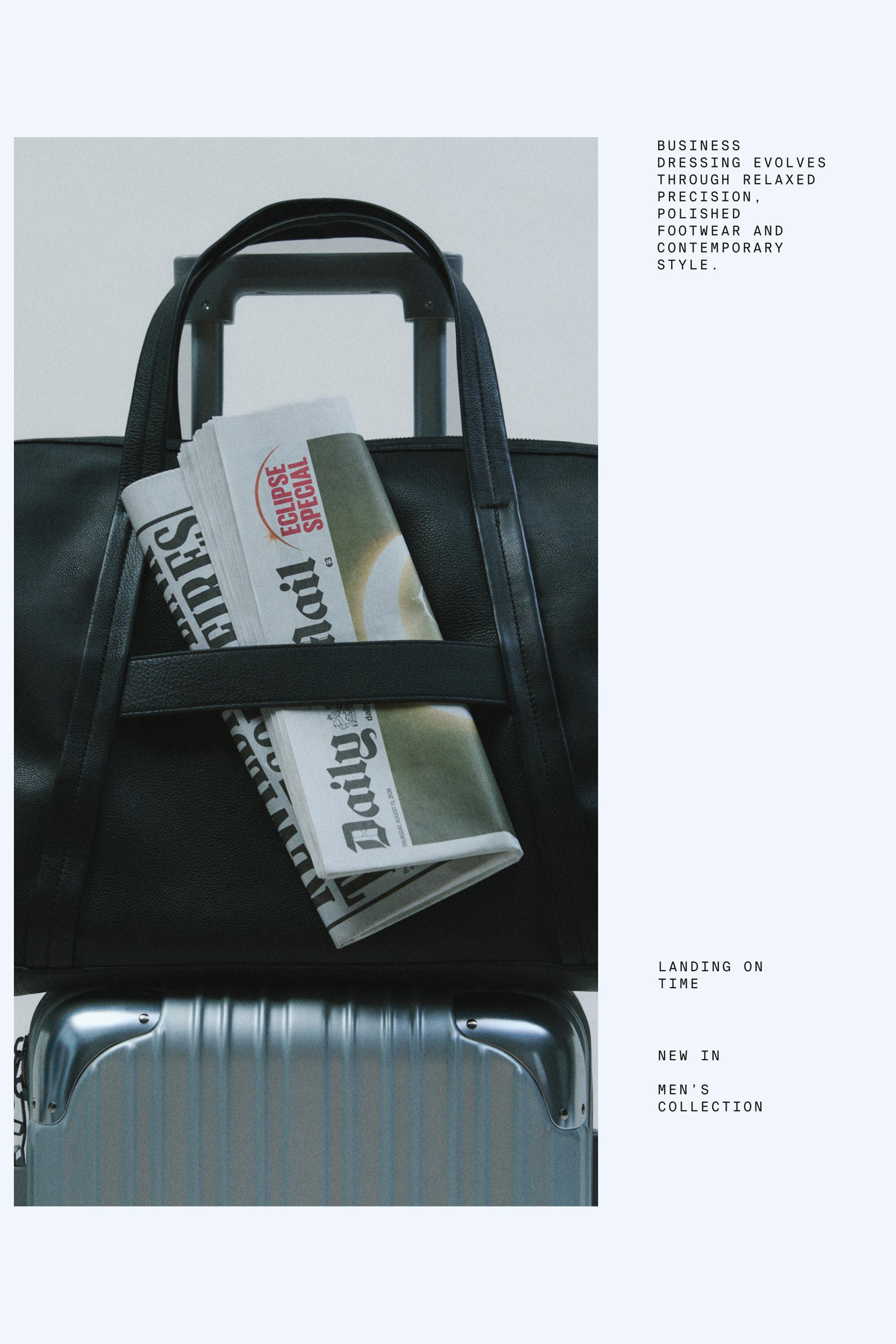 Nappa leather carry-on bag — BLACK