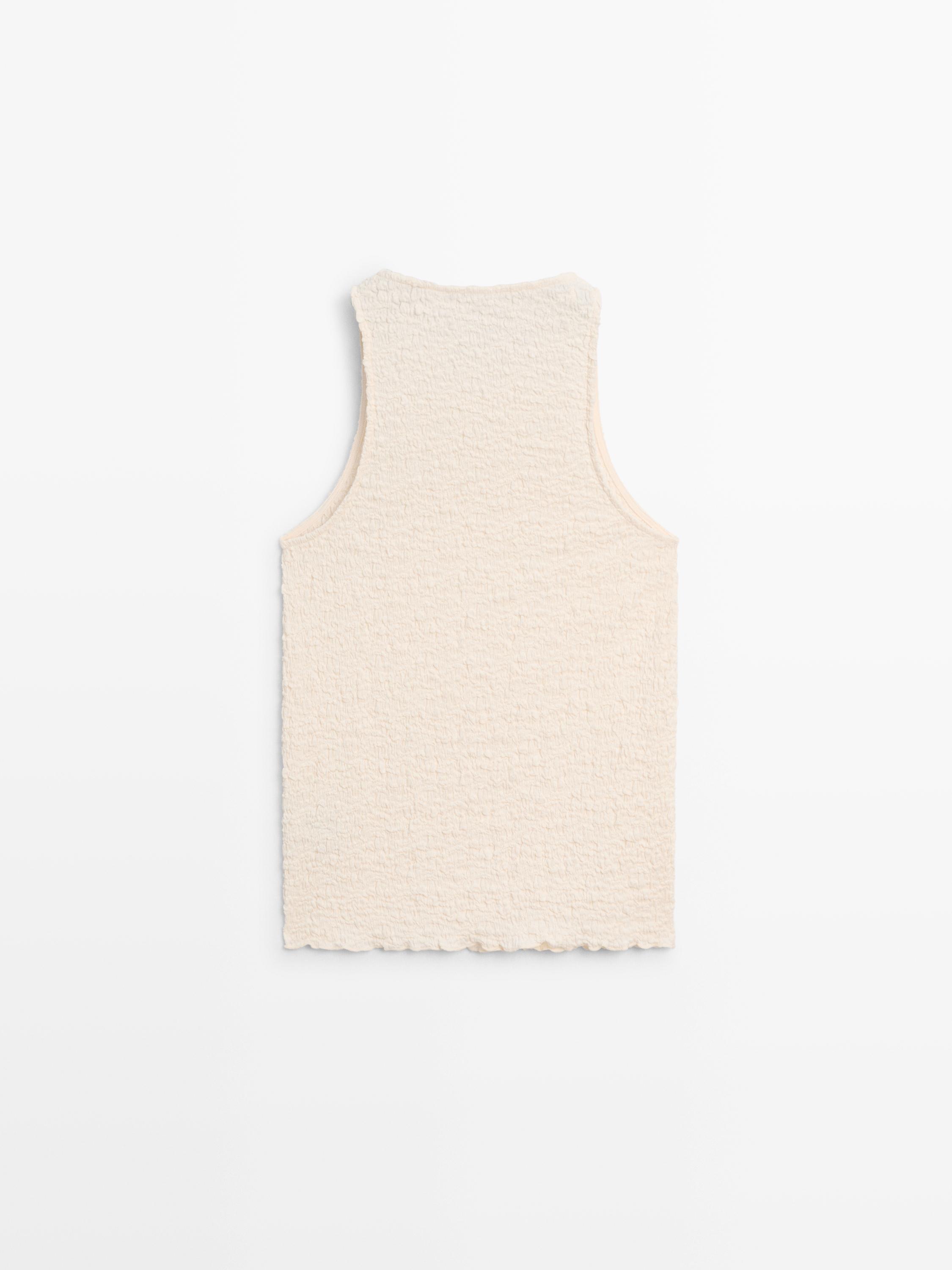 Textured halter top — CREAM