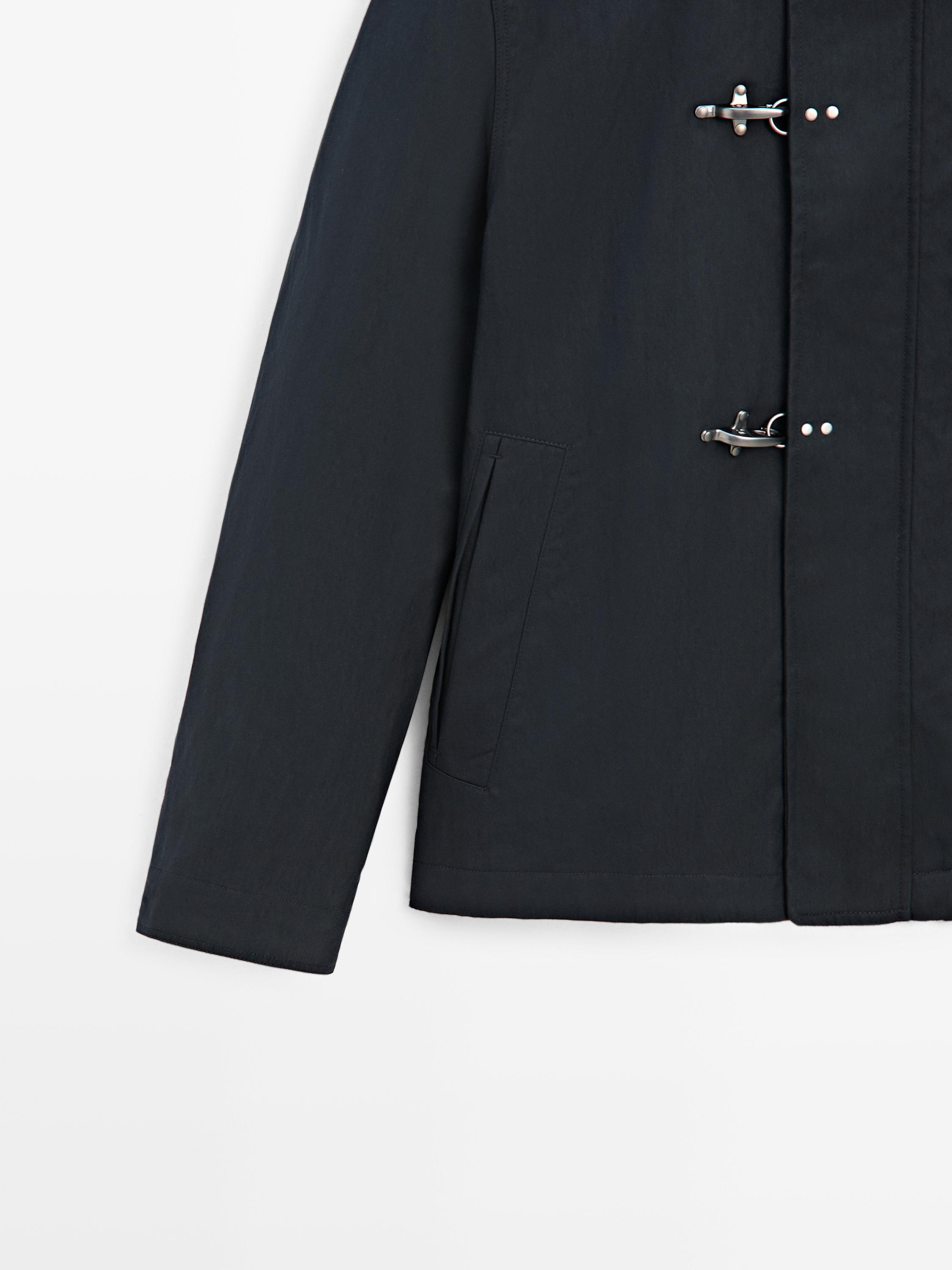 Cotton blend toggle jacket — NAVY BLUE