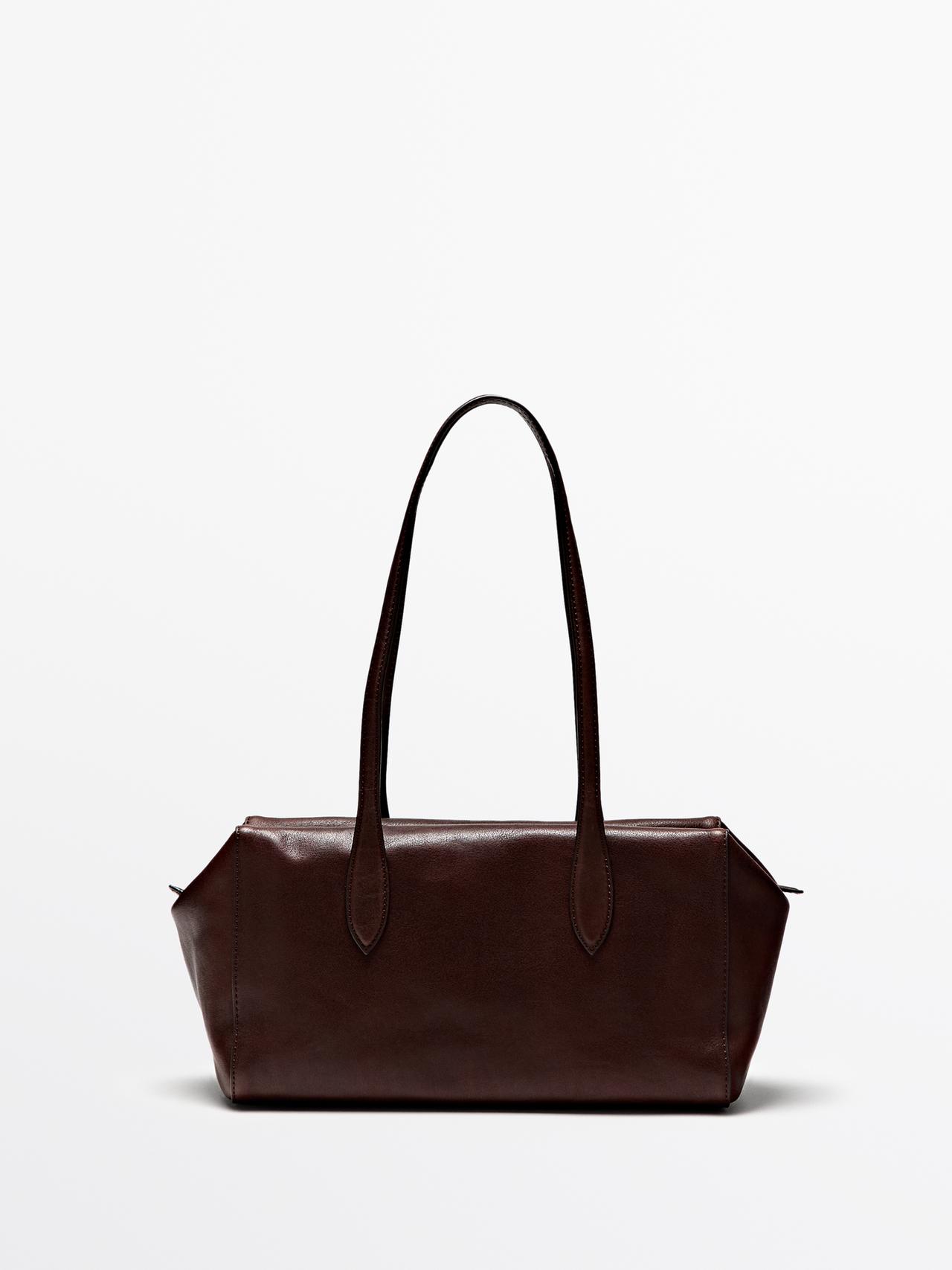 Sac Satchel En Cuir Nappa - Bordeaux - 01 - Massimo Dutti - Femme