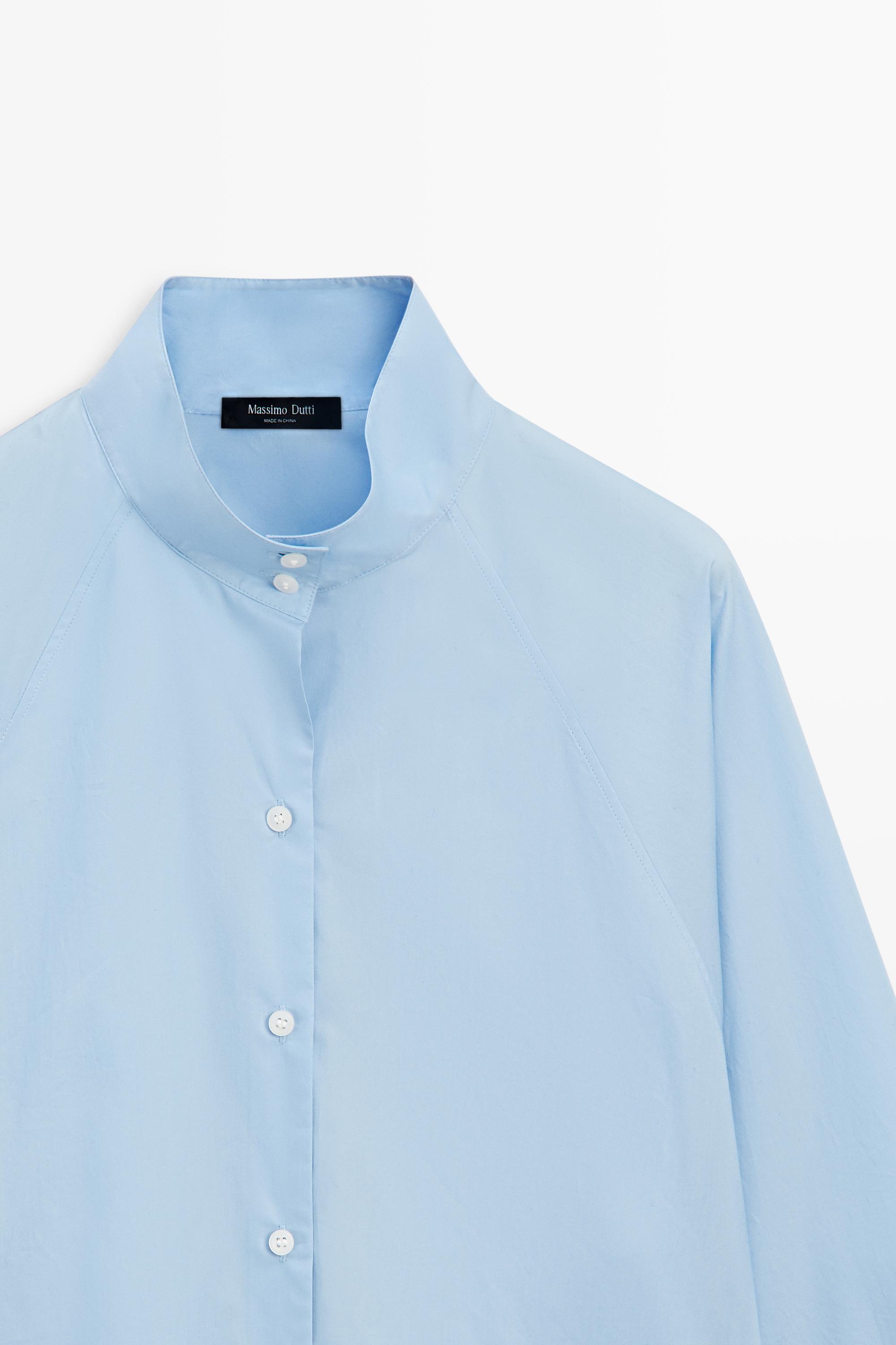Poplin shirt with collar detail — SKY BLUE