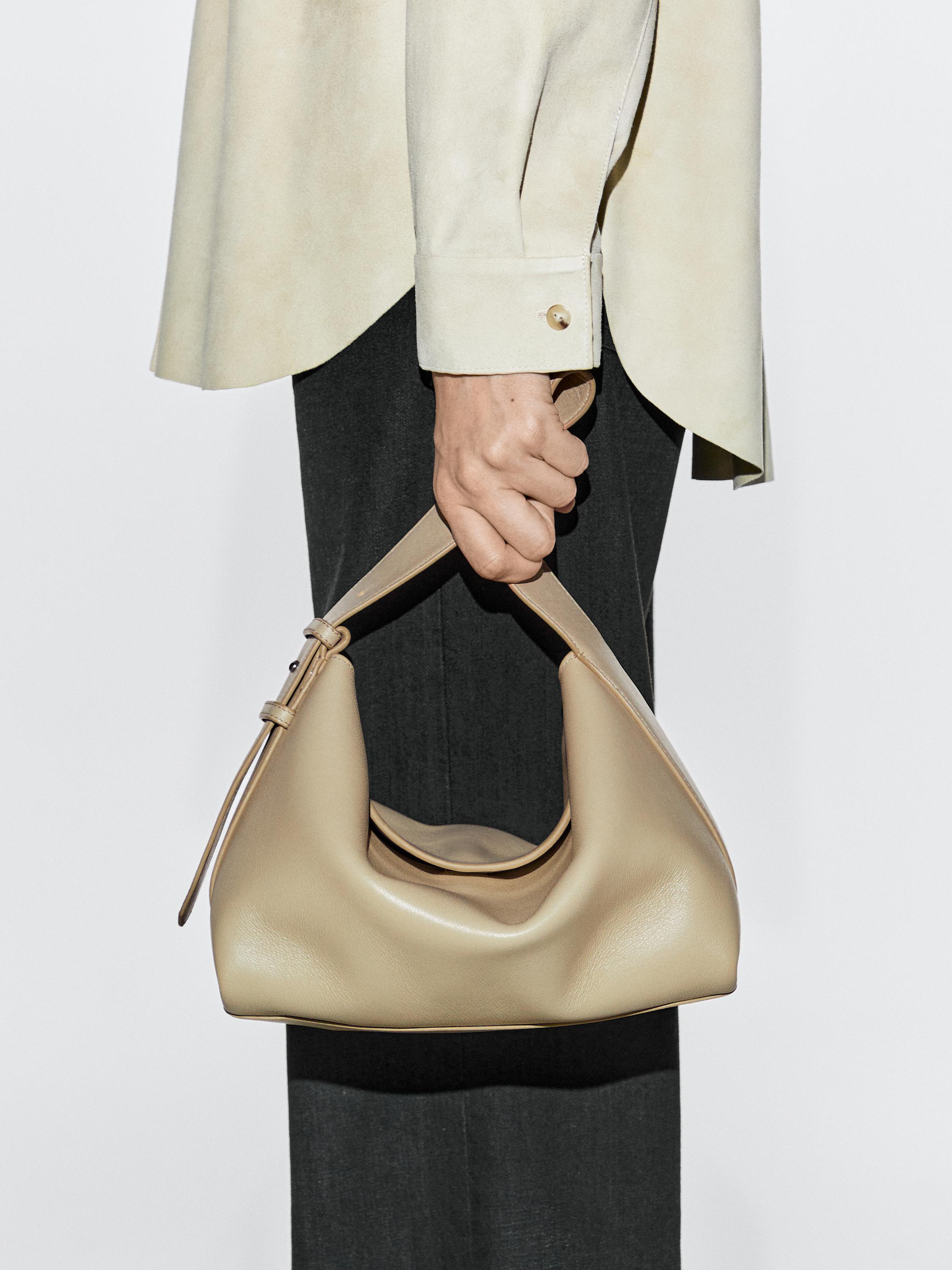Small nappa leather shoulder bag — SAND