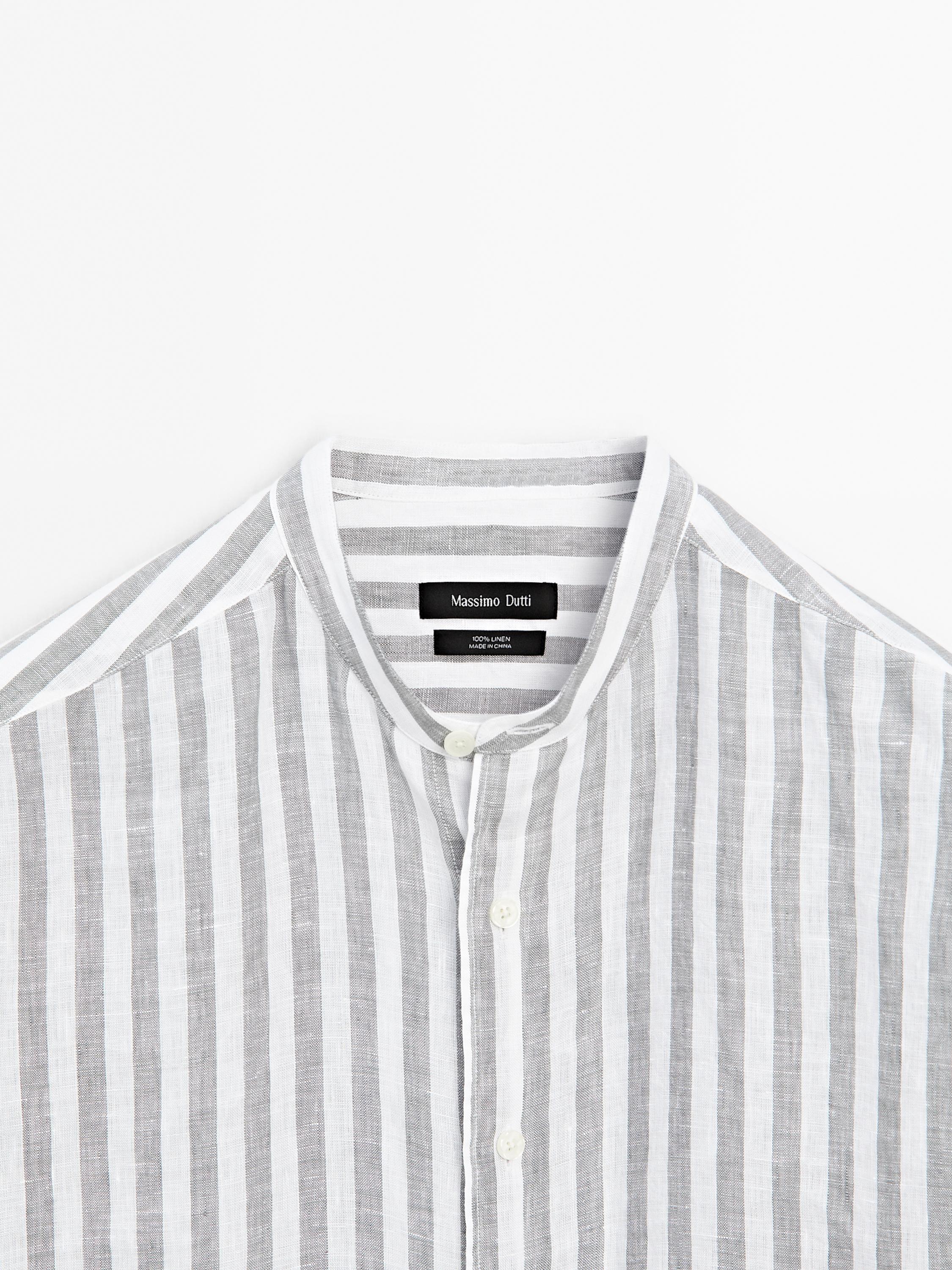 Mao collar regular fit shirt
