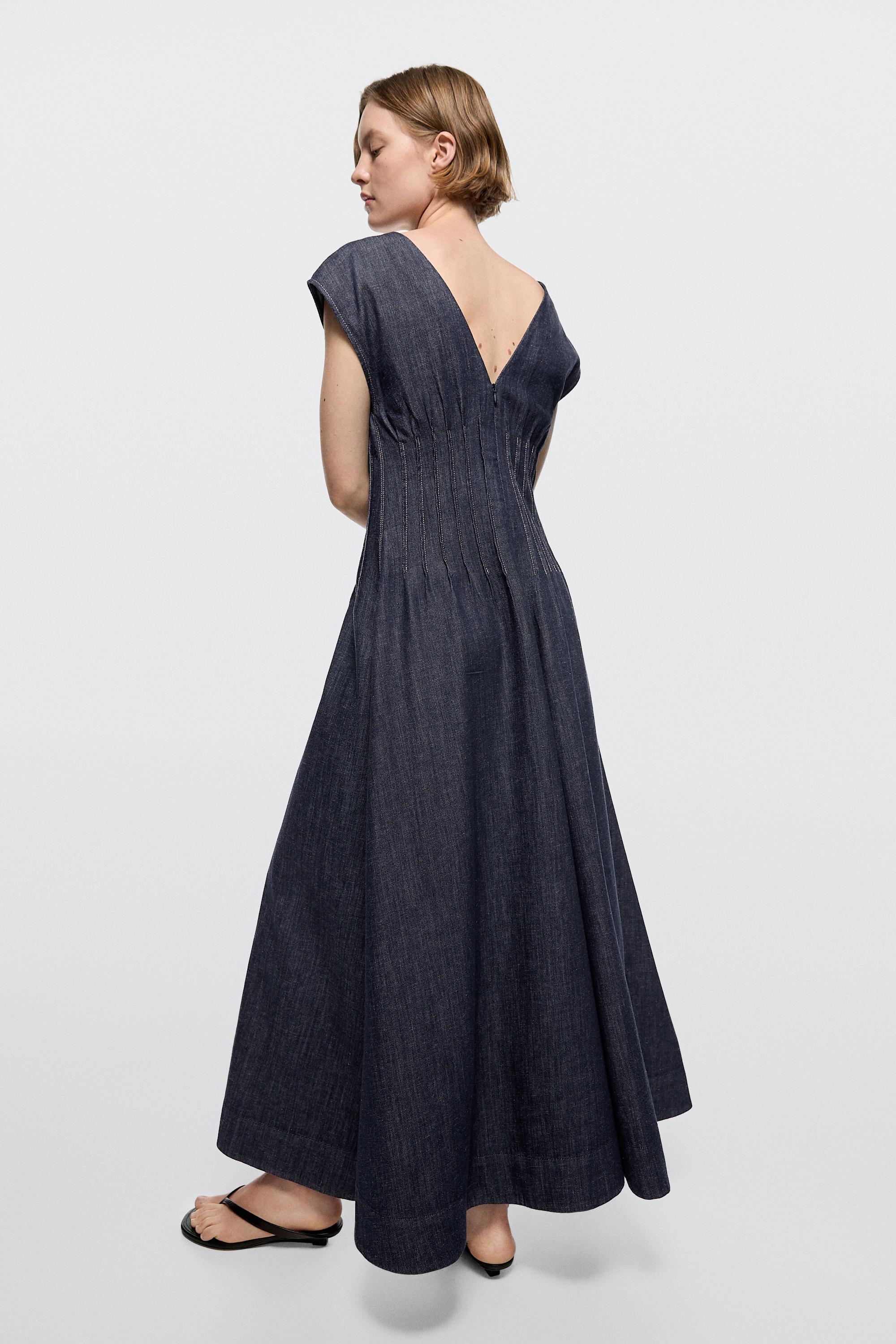 Denim midi dress — DARK BLUE