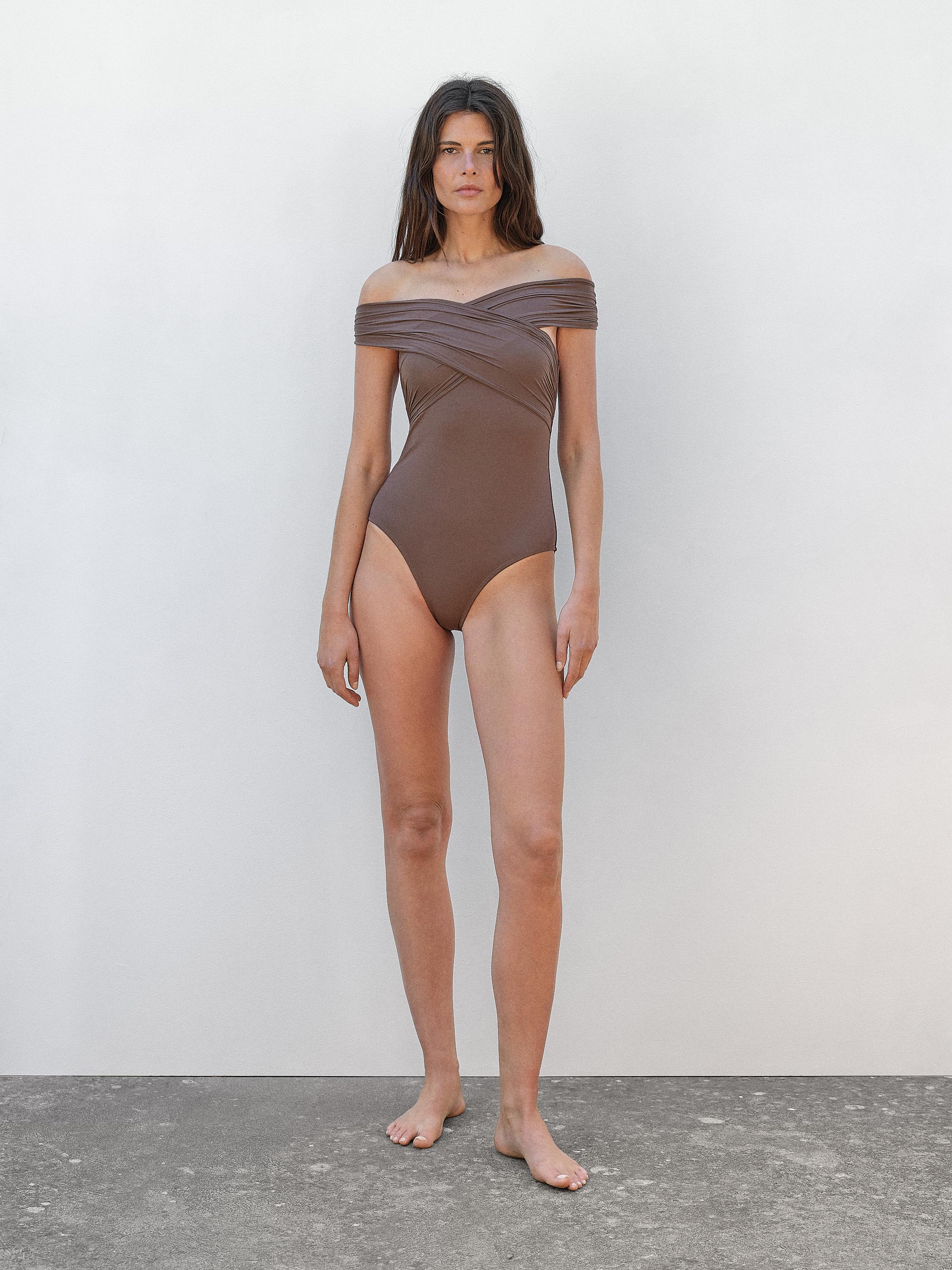 Maillot de bain bandeau bretelles croisées