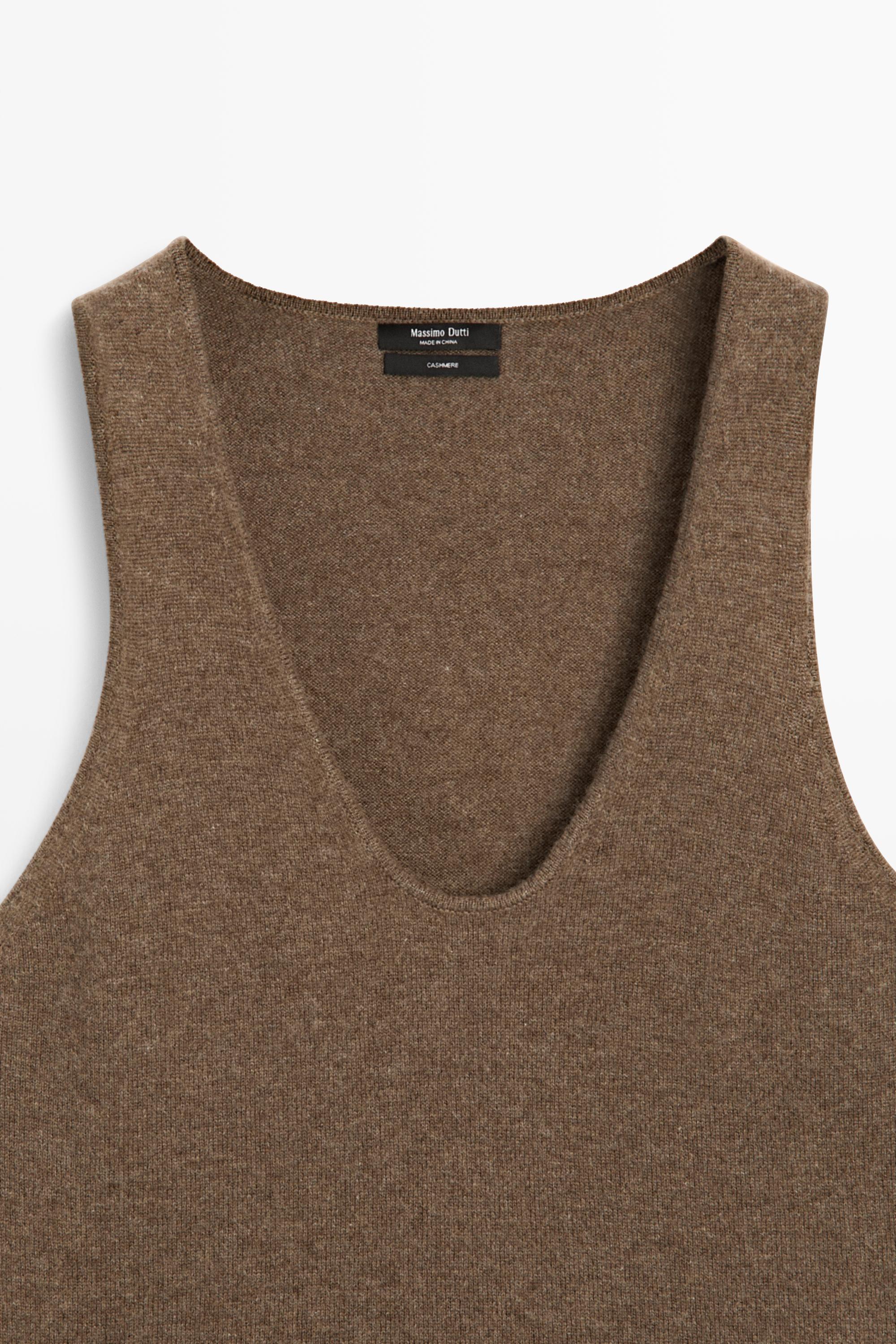100% Cashmere Knit Top — TOFFEE