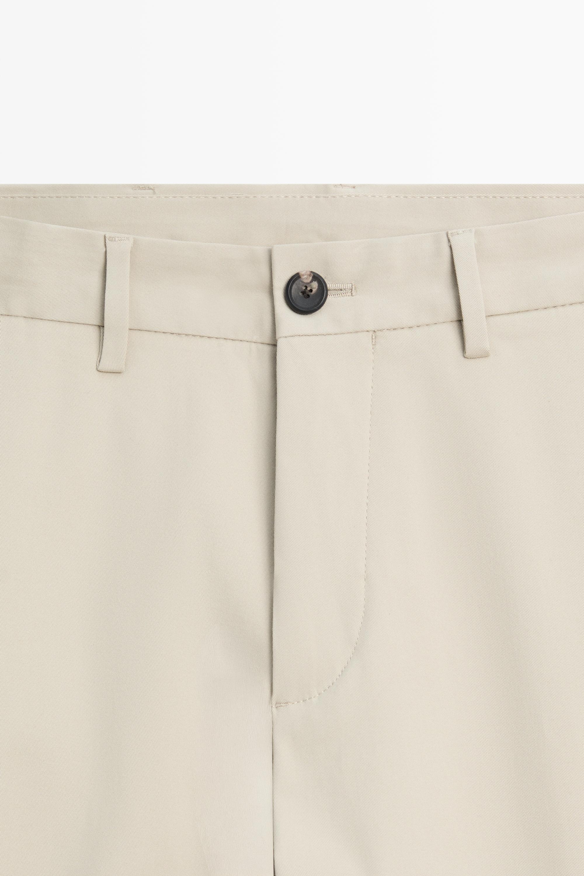 Cotton blend slim fit pants — BEIGE