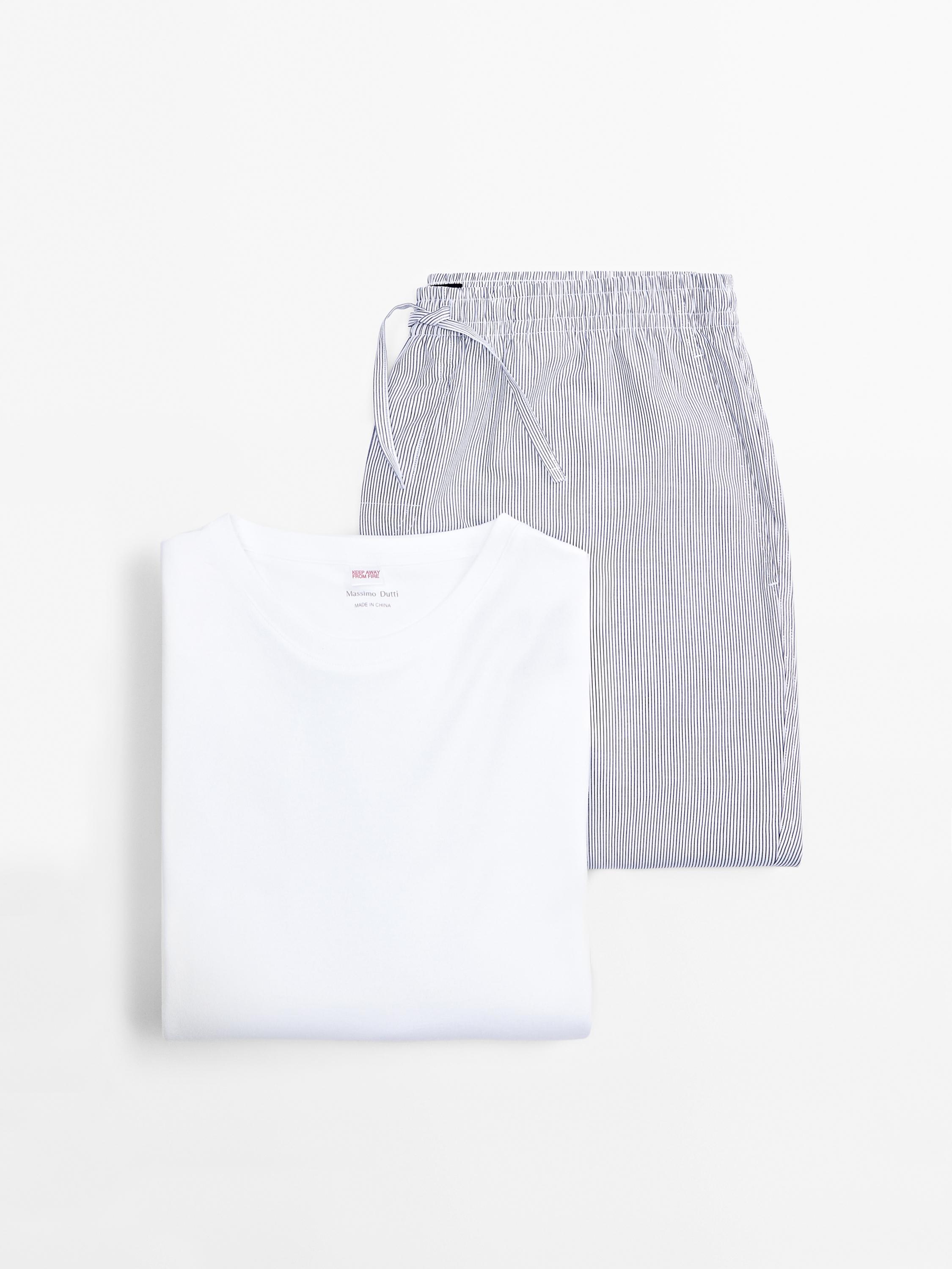 Pyjama rayé T-shirt manches courtes 100 % coton