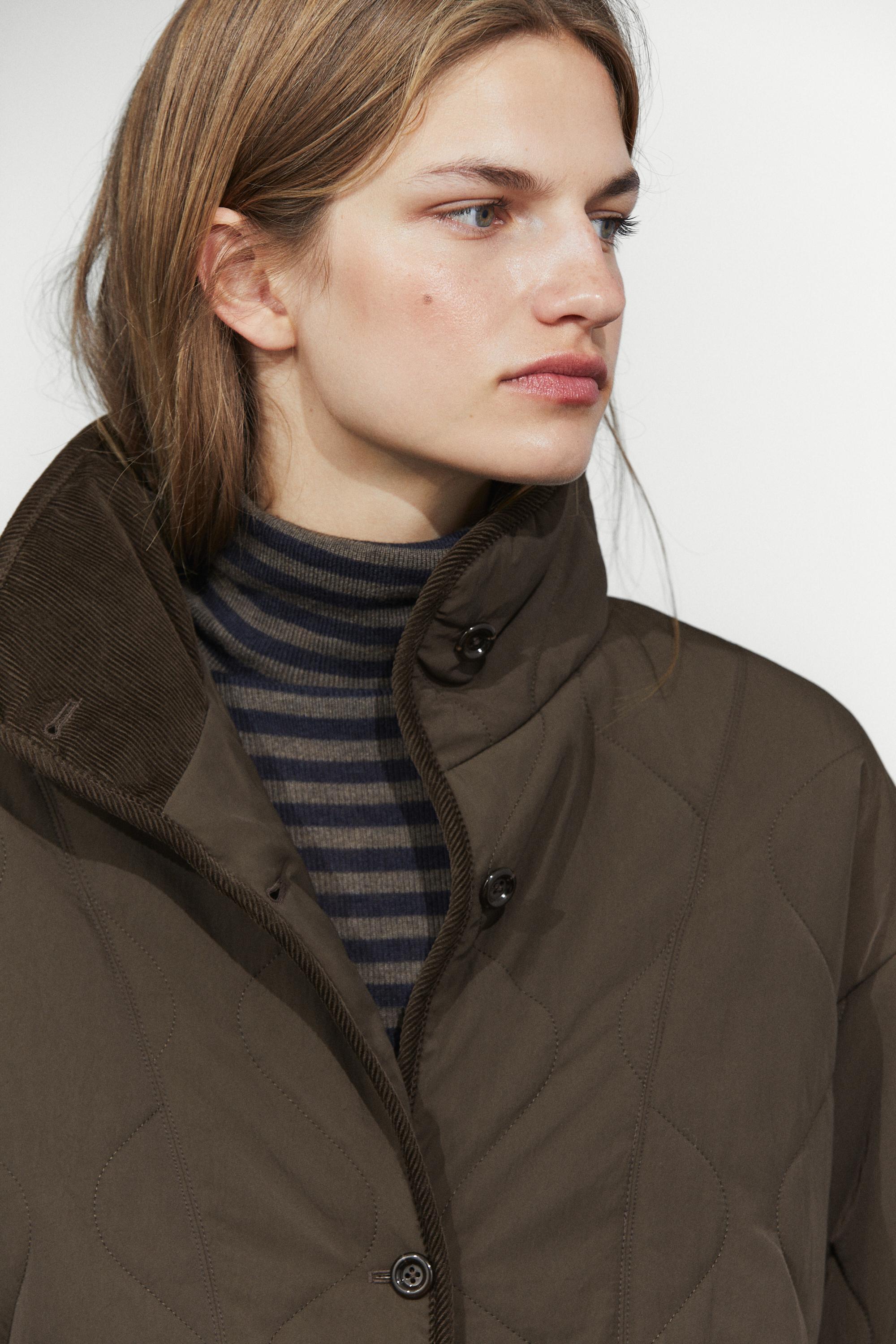 Jacket with wavy stitching detail — BROWN