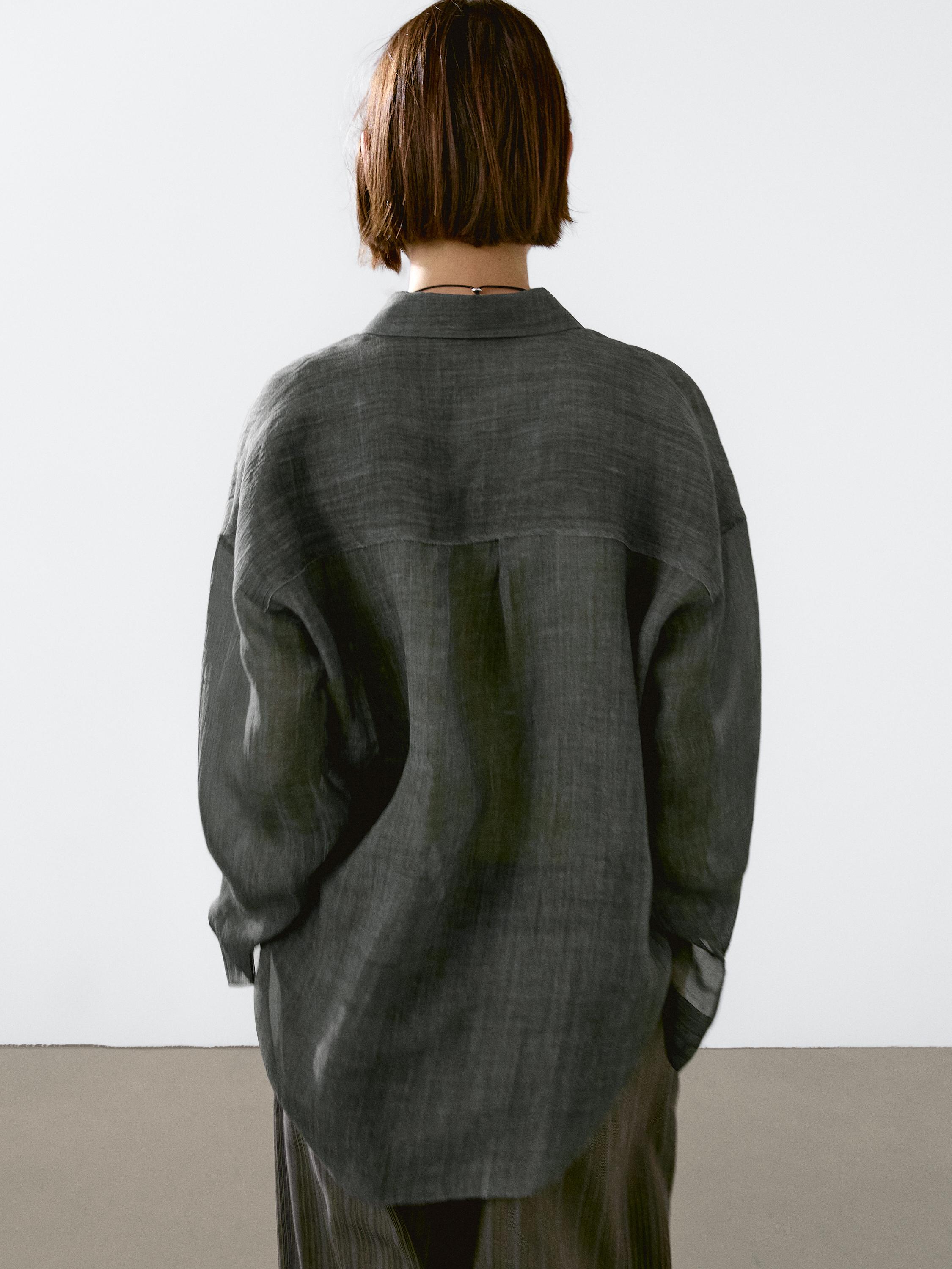 Flowing maltinto ramie blend shirt
