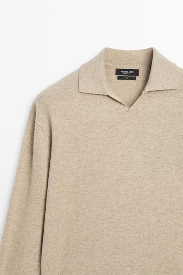 100% wool knit polo sweater — Washed 9