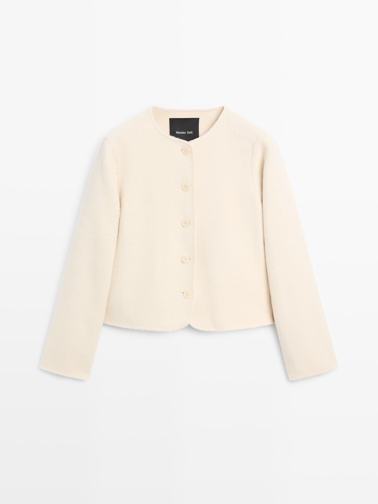 Massimo Dutti - Dames - Kort Jack Van Wolmix - Ecru - S