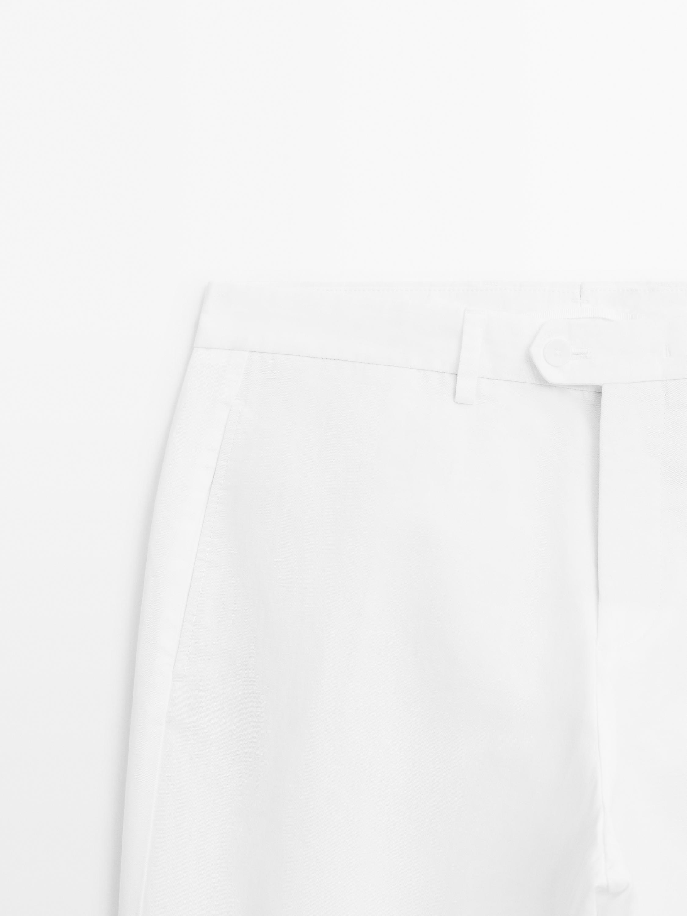 Cotton blend tapered fit trousers