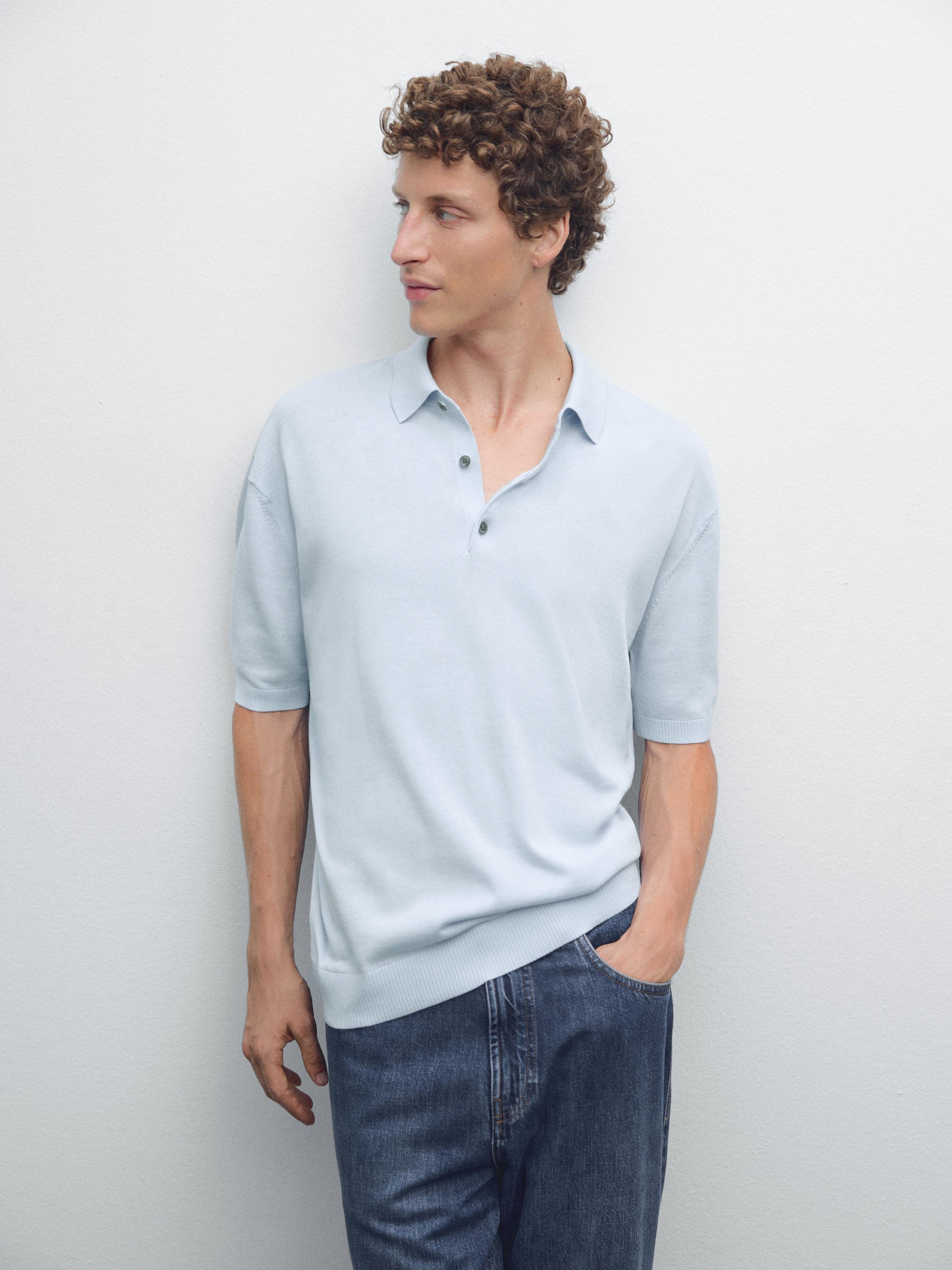 Short sleeve knit polo shirt