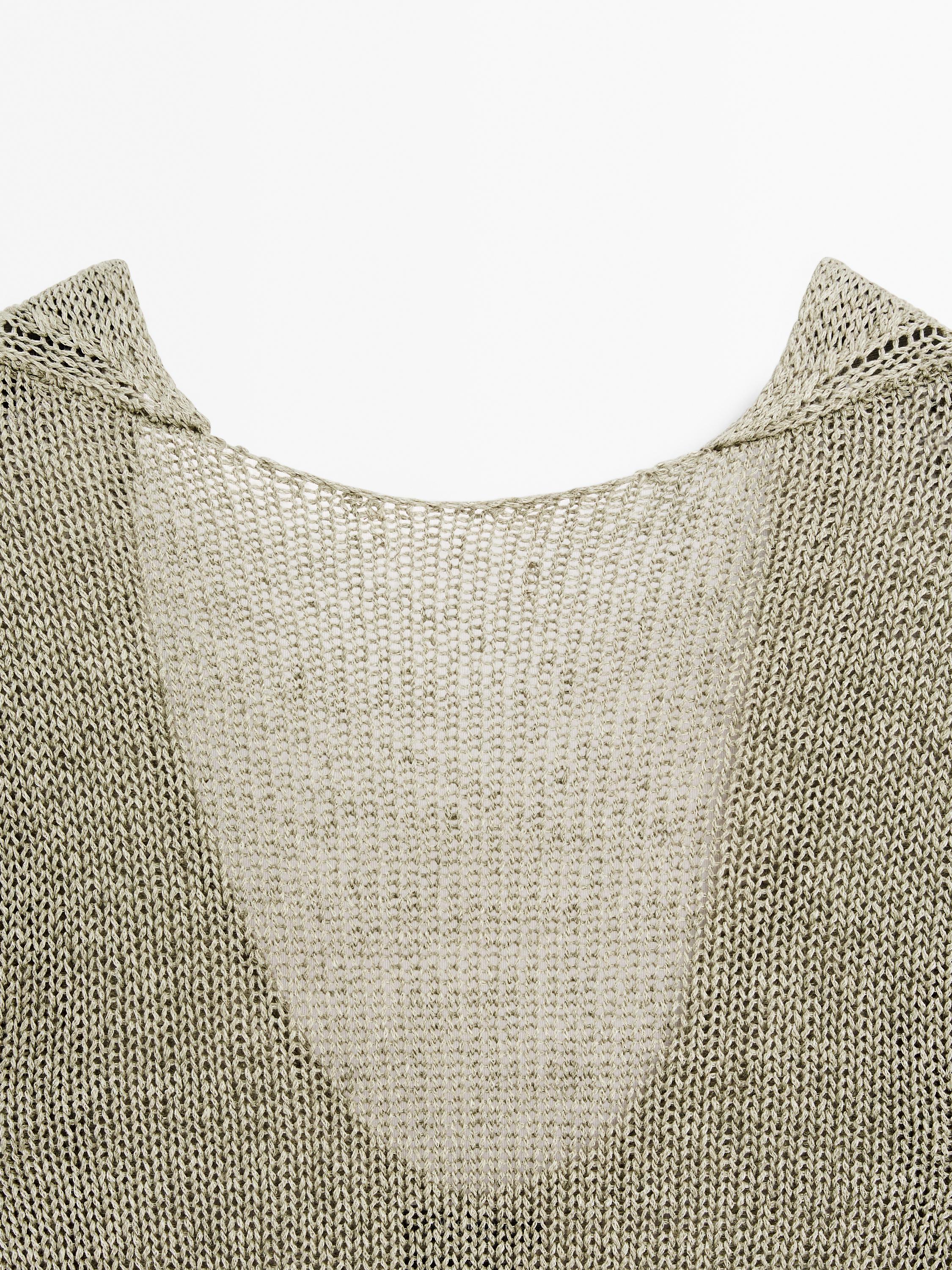 Linen blend sweater with V-shaped plunging back - STUDIO