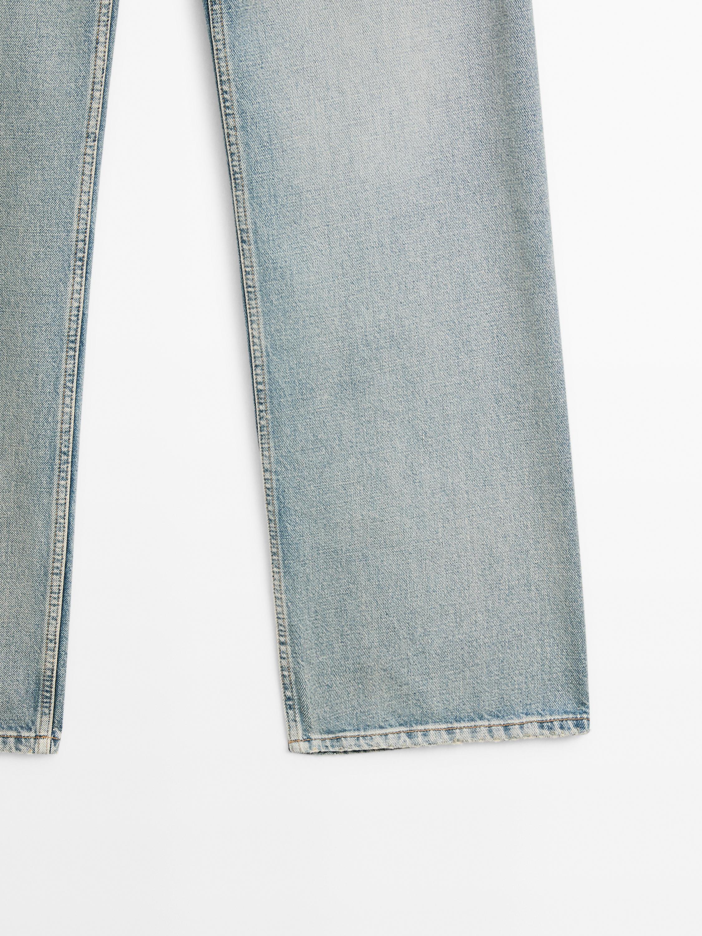 Mid-rise wide-leg cotton jeans