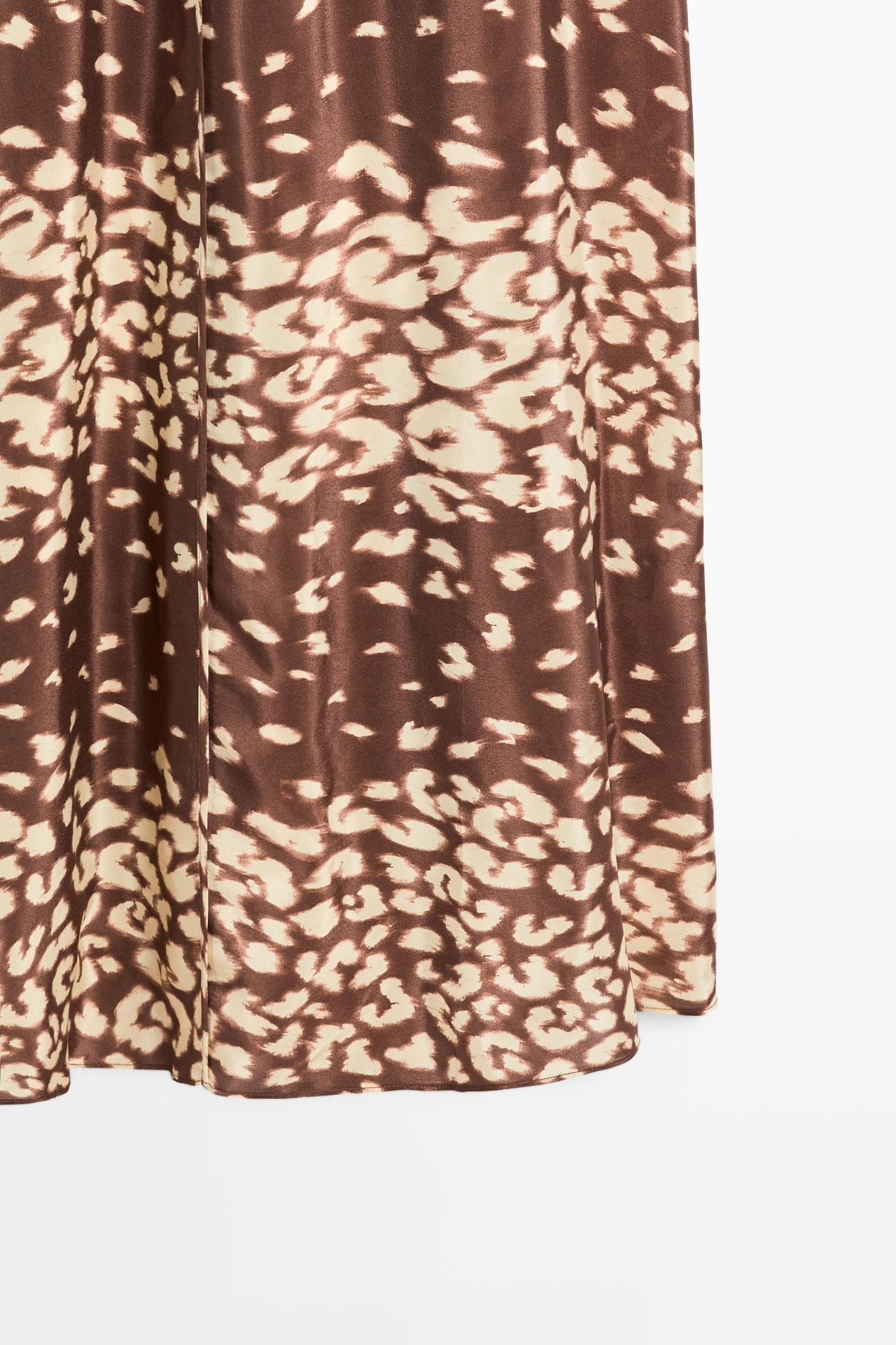 Flowing animal print midi dress — BROWN