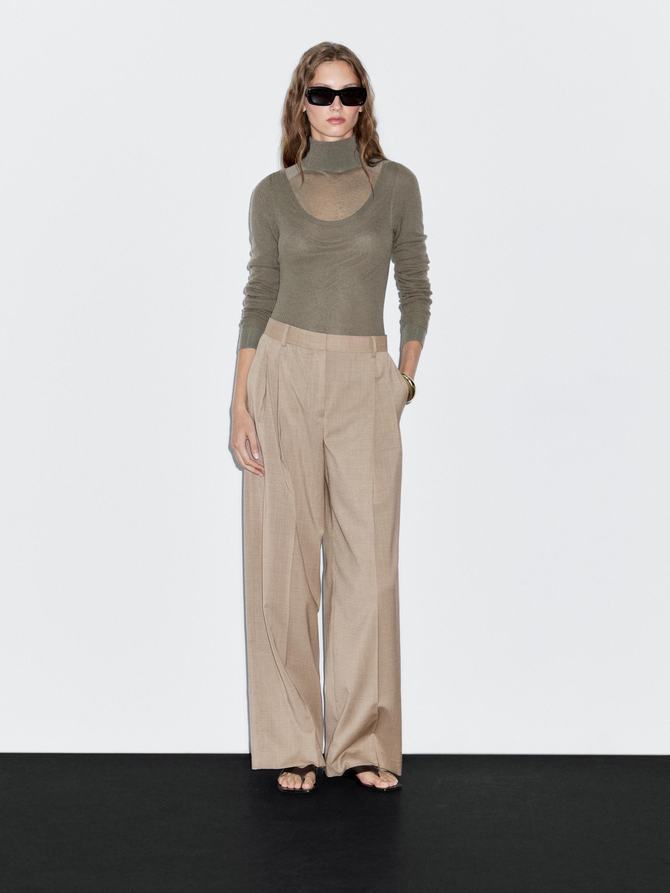 Pantalon à pinces laine