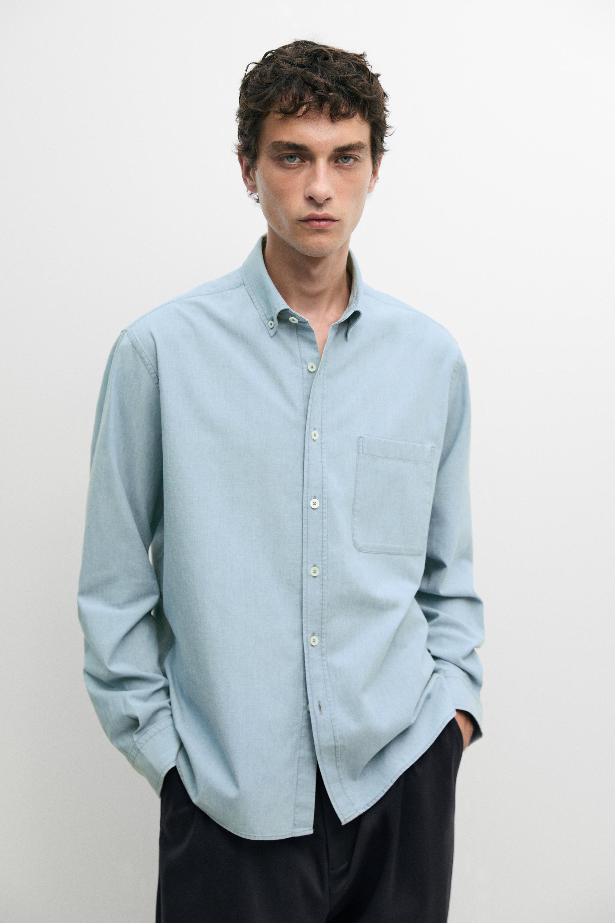 Relaxed fit denim shirt with pocket detail