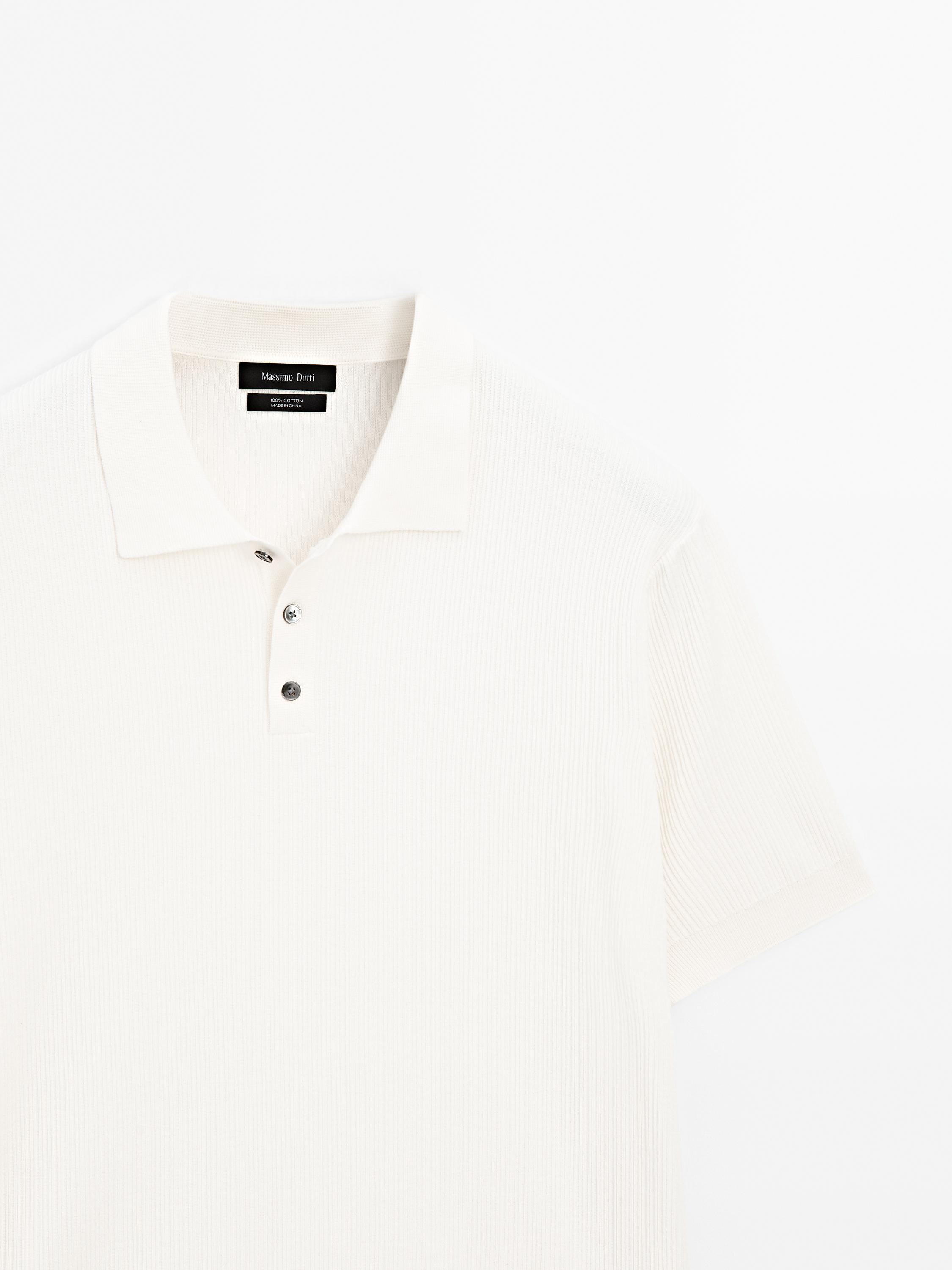 100% cotton ribbed knit polo shirt
