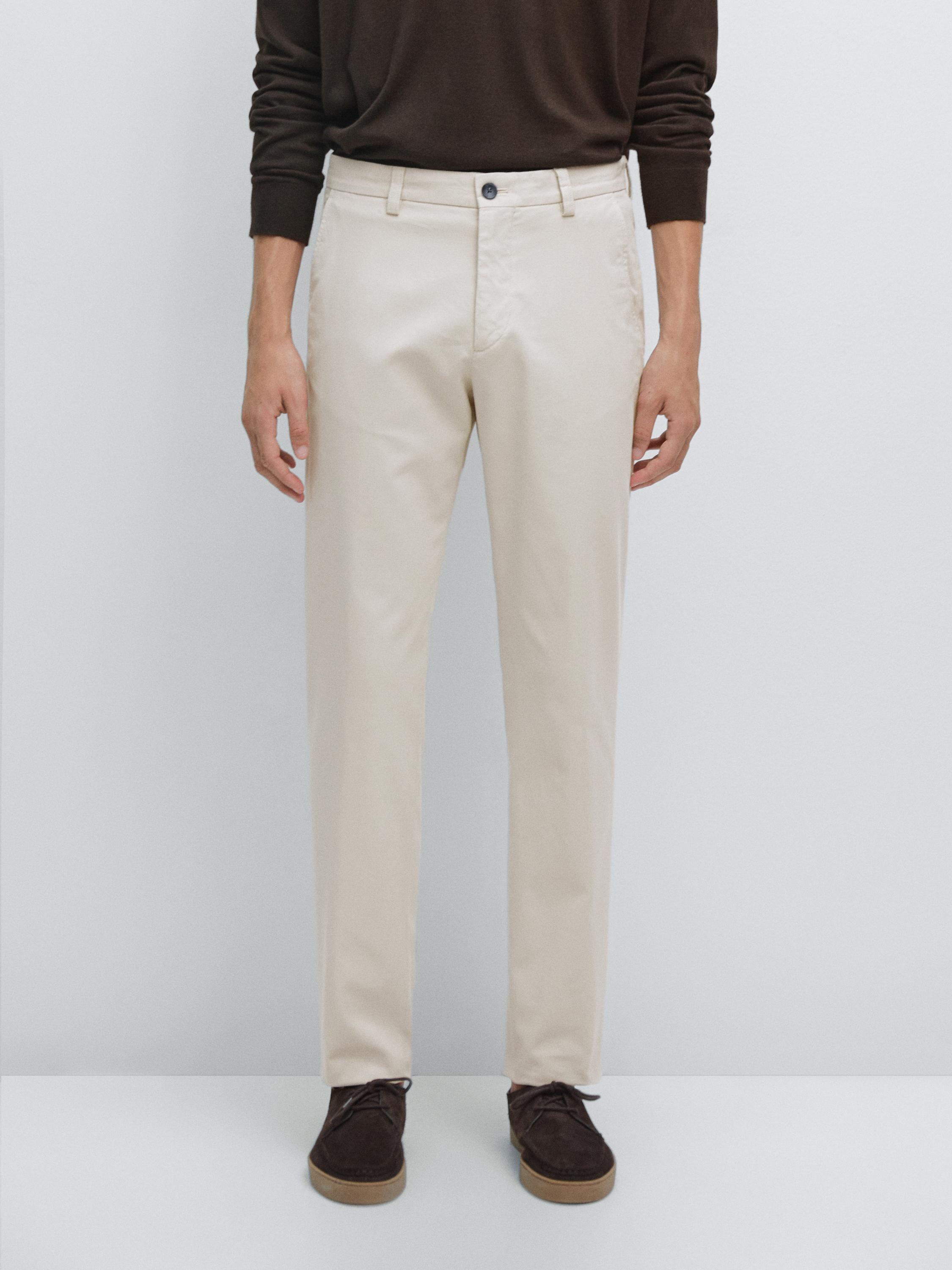 Slim fit textured trousers