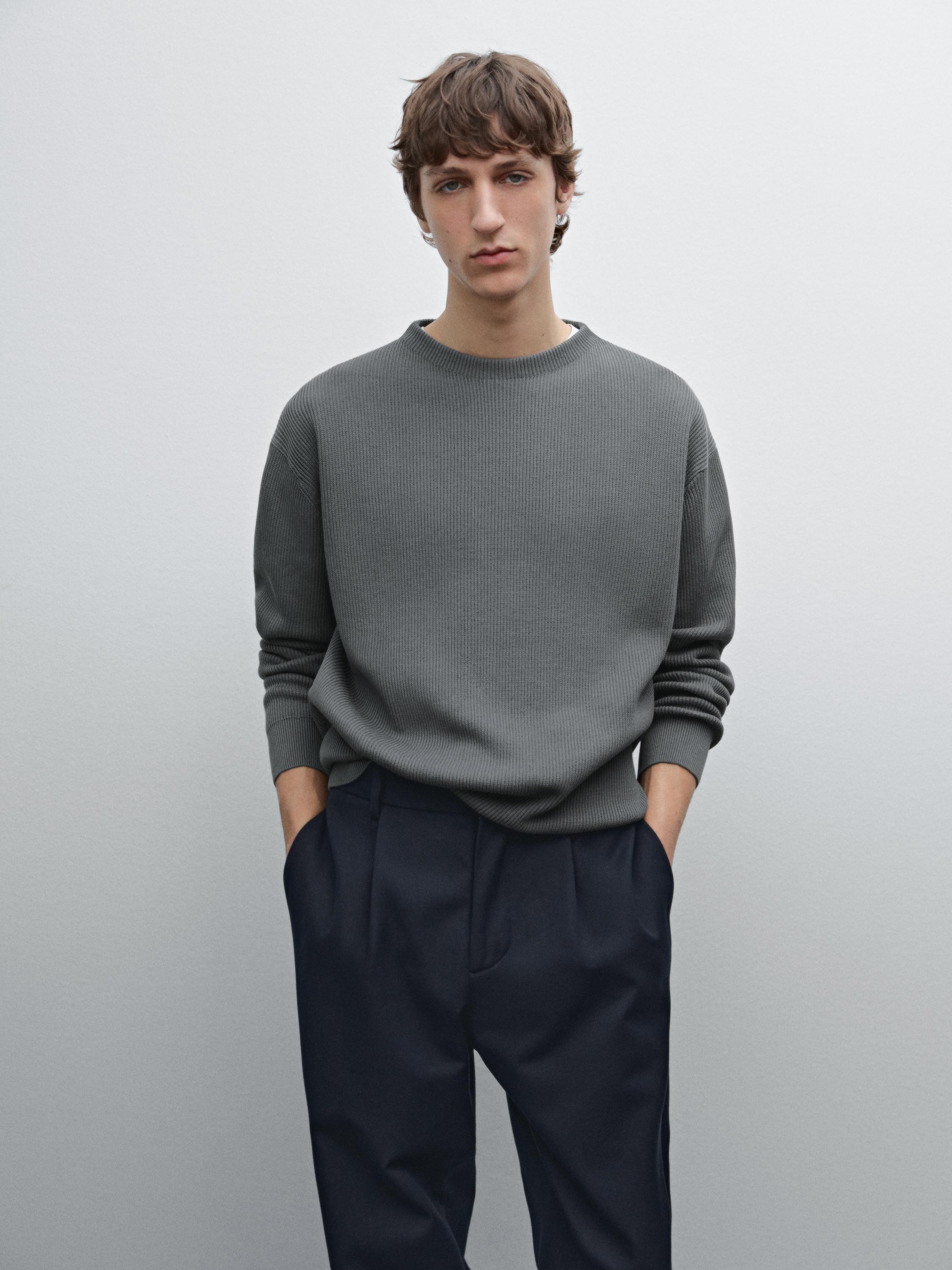 Mock turtleneck knit sweater