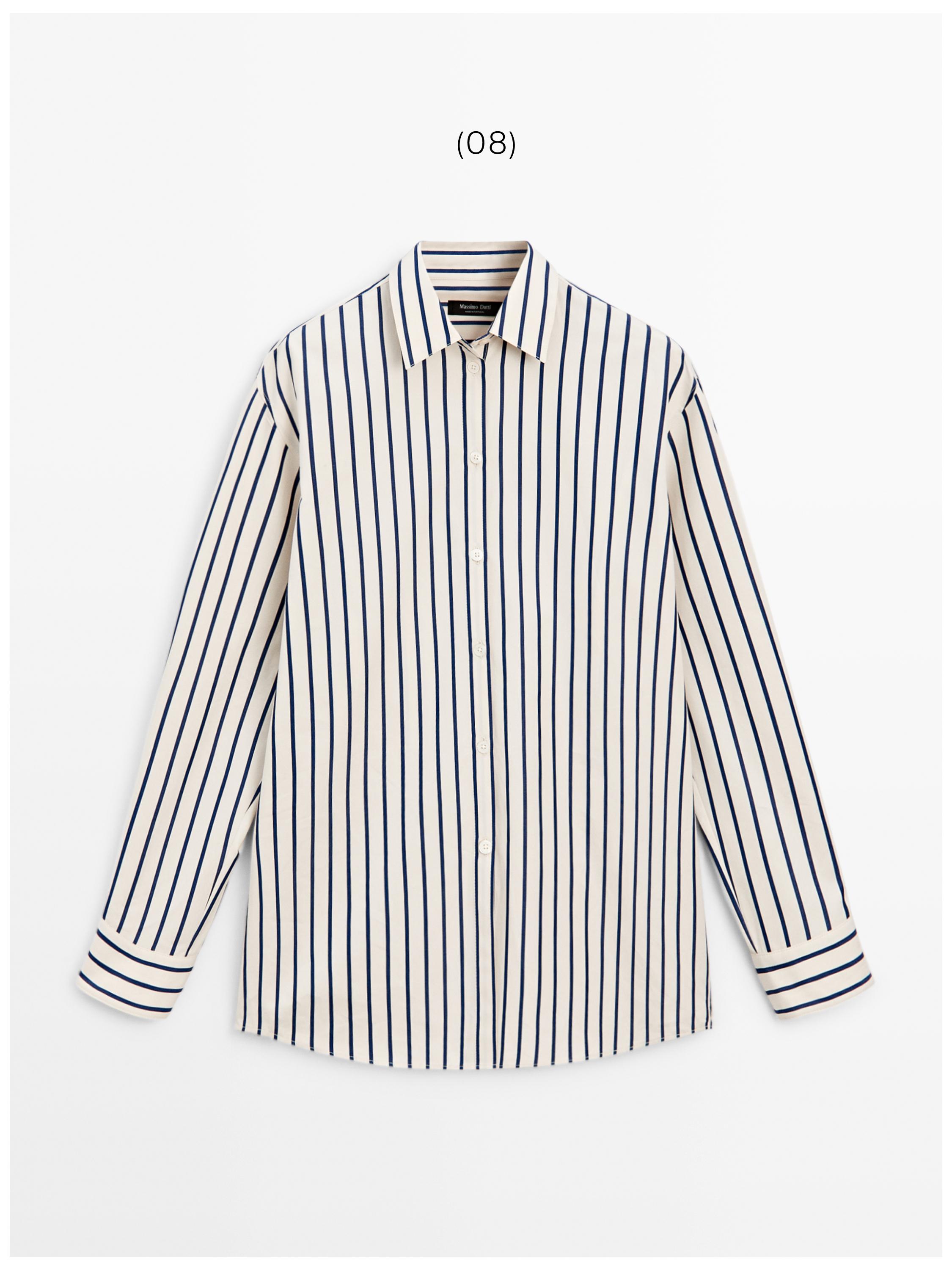 100% cotton striped shirt — Vanilla