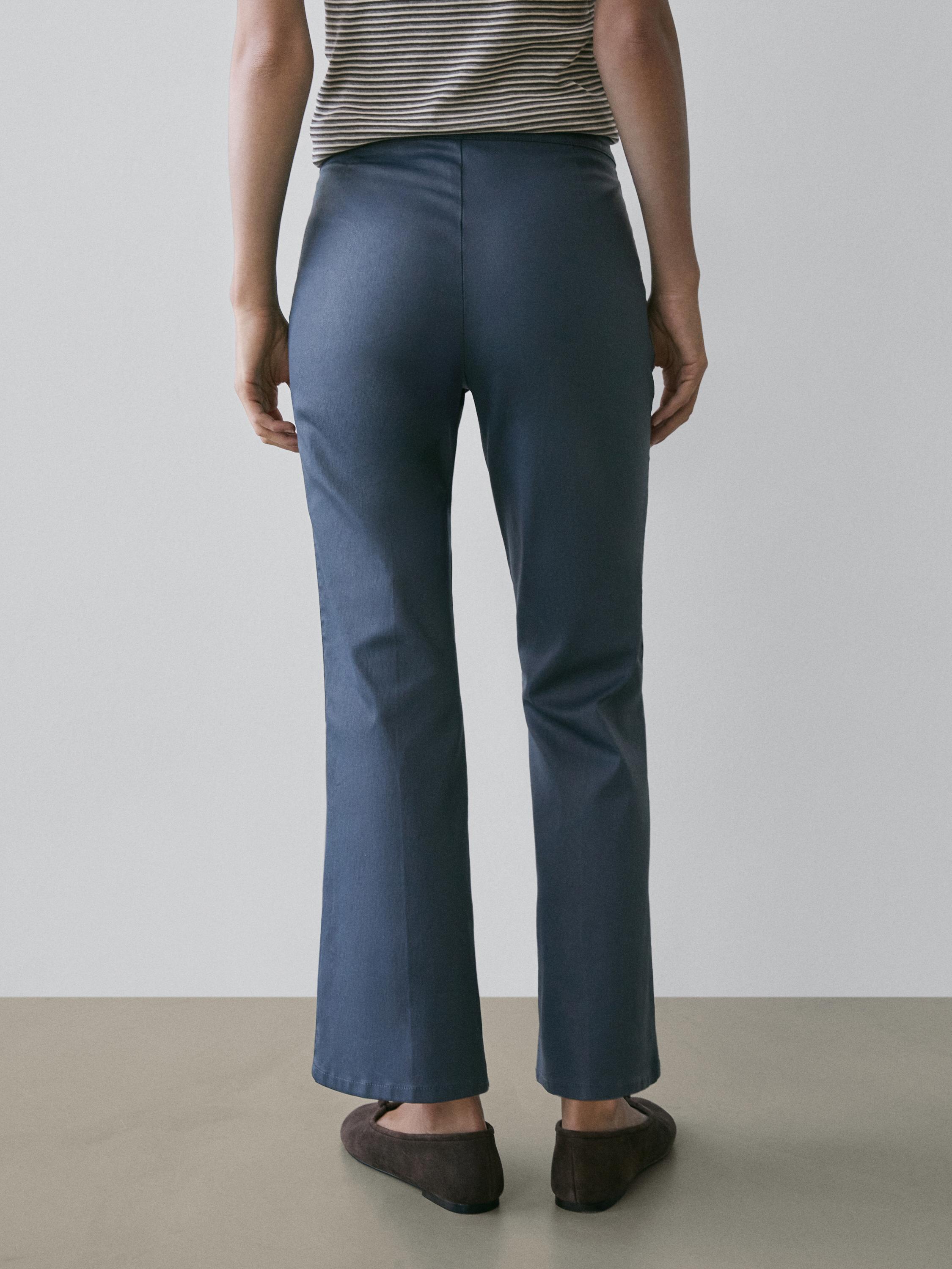 Waxed flared cropped pants — BLUISH