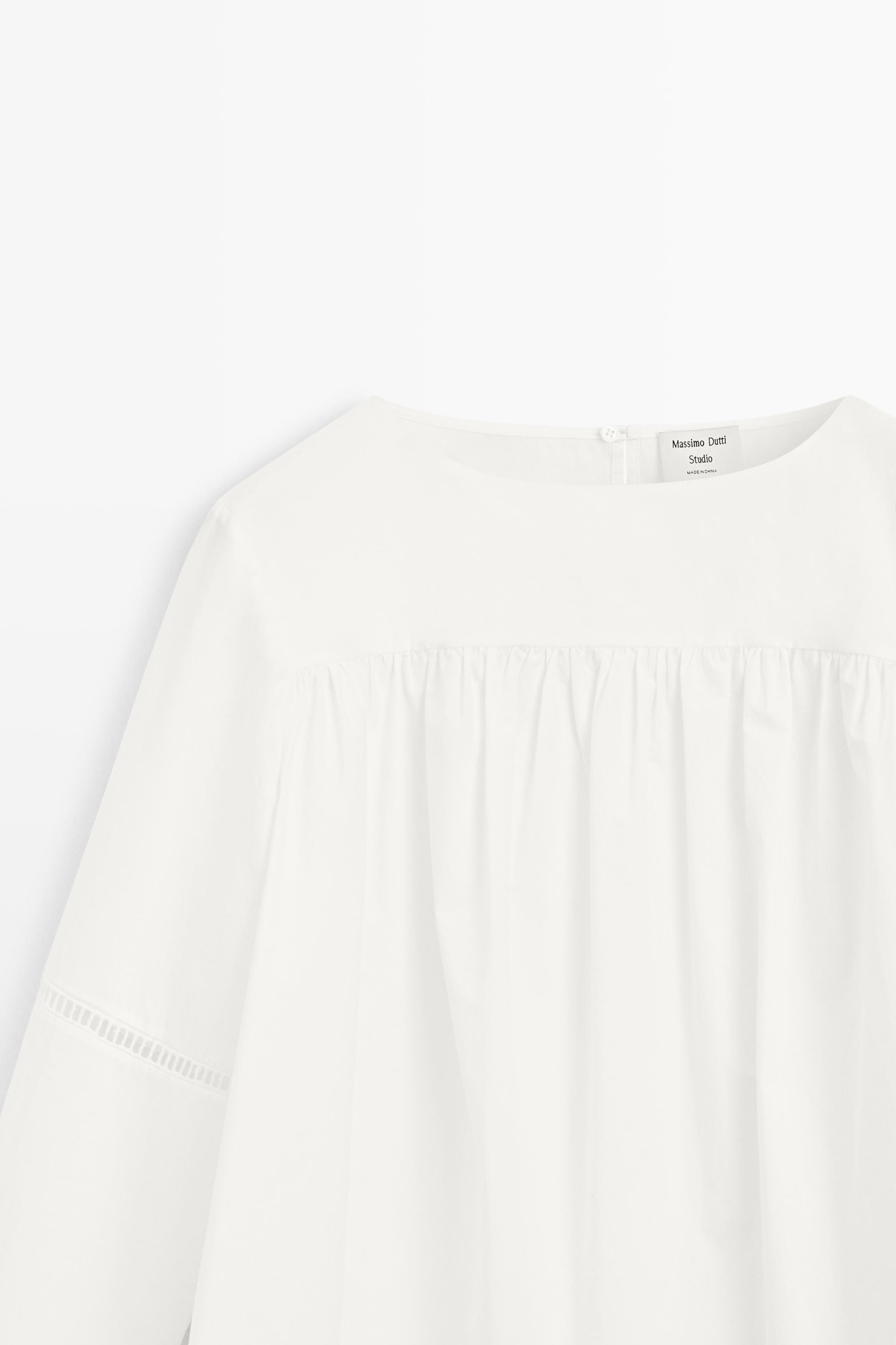 100% Cotton Puffed Sleeve Blouse - STUDIO — Off white