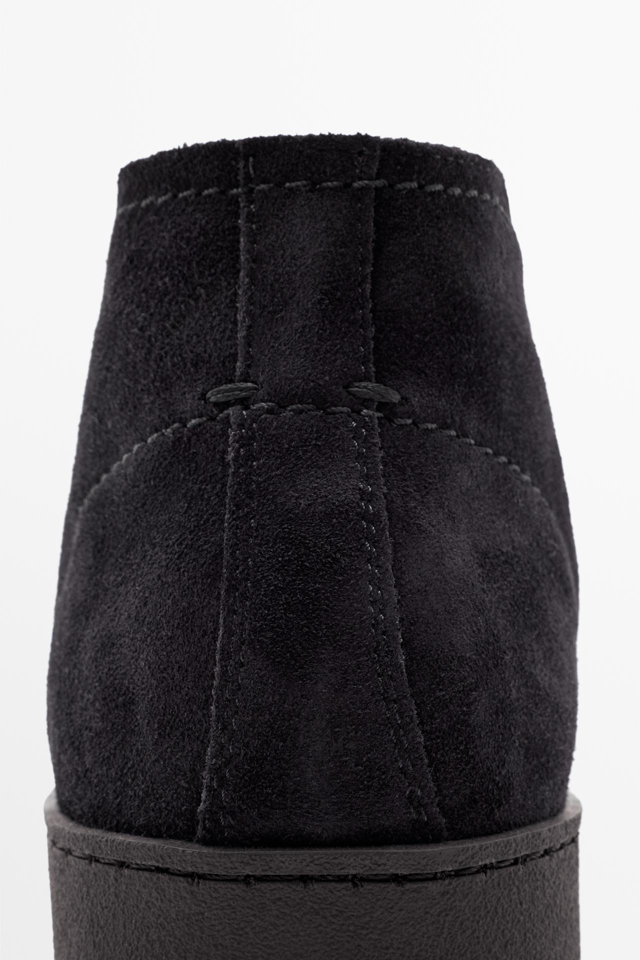 Split suede moc toe bootie — Dark blue