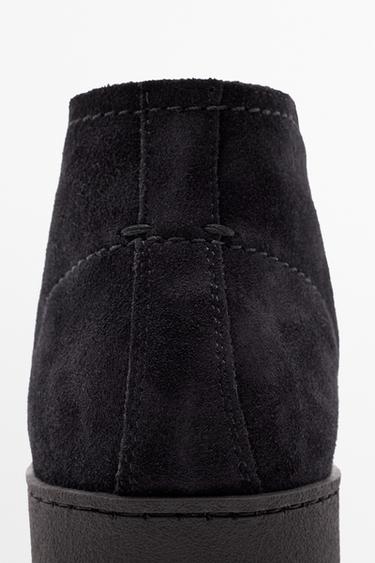 Split suede moc toe bootie — Dark blue 4