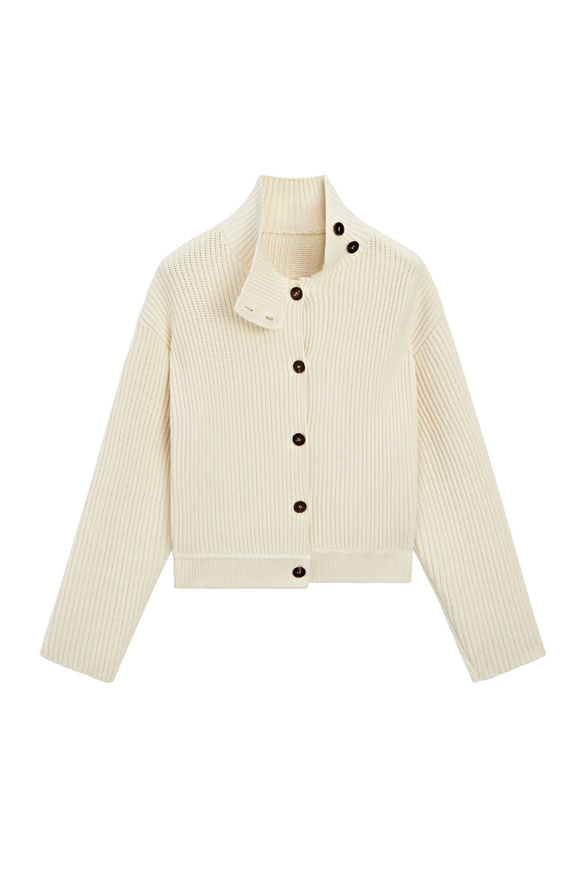 Massimo Dutti %100 pamuklu balıkçı yaka triko hırka görsel 8