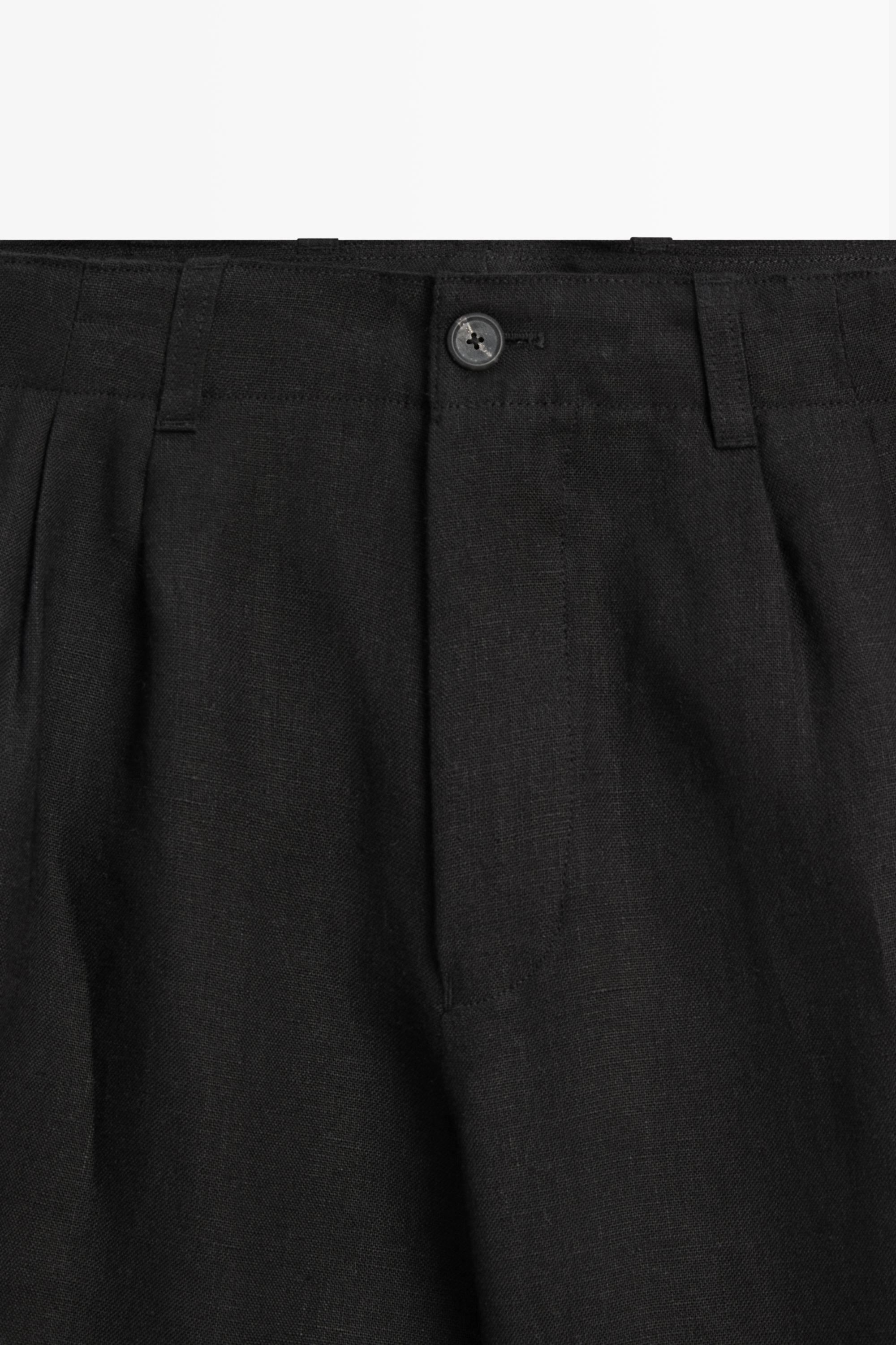 100% linen pants with dart detail — BLACK
