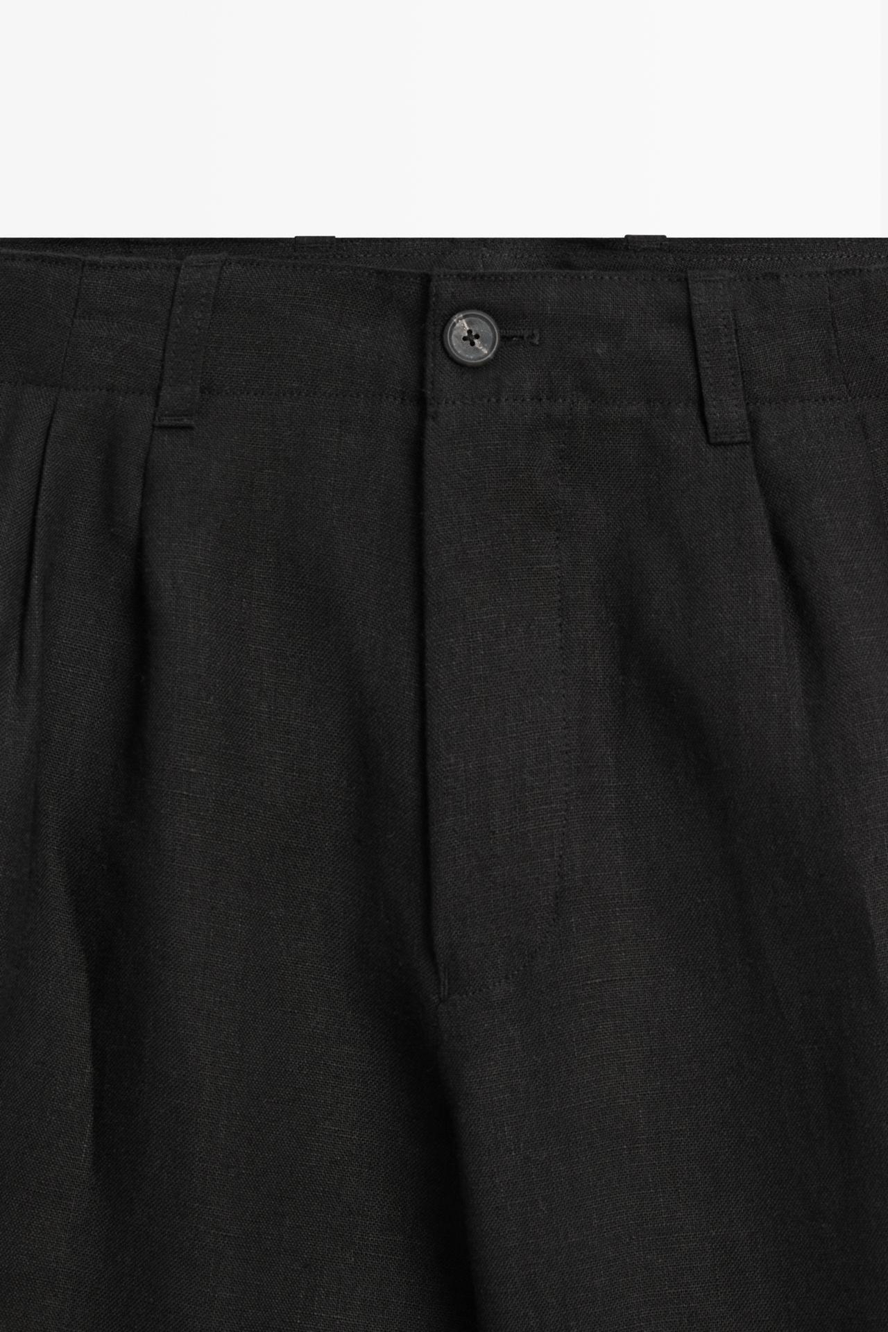 100% linen pants with dart detail — BLACK