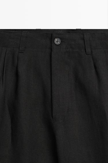 100% linen pants with dart detail — BLACK 4