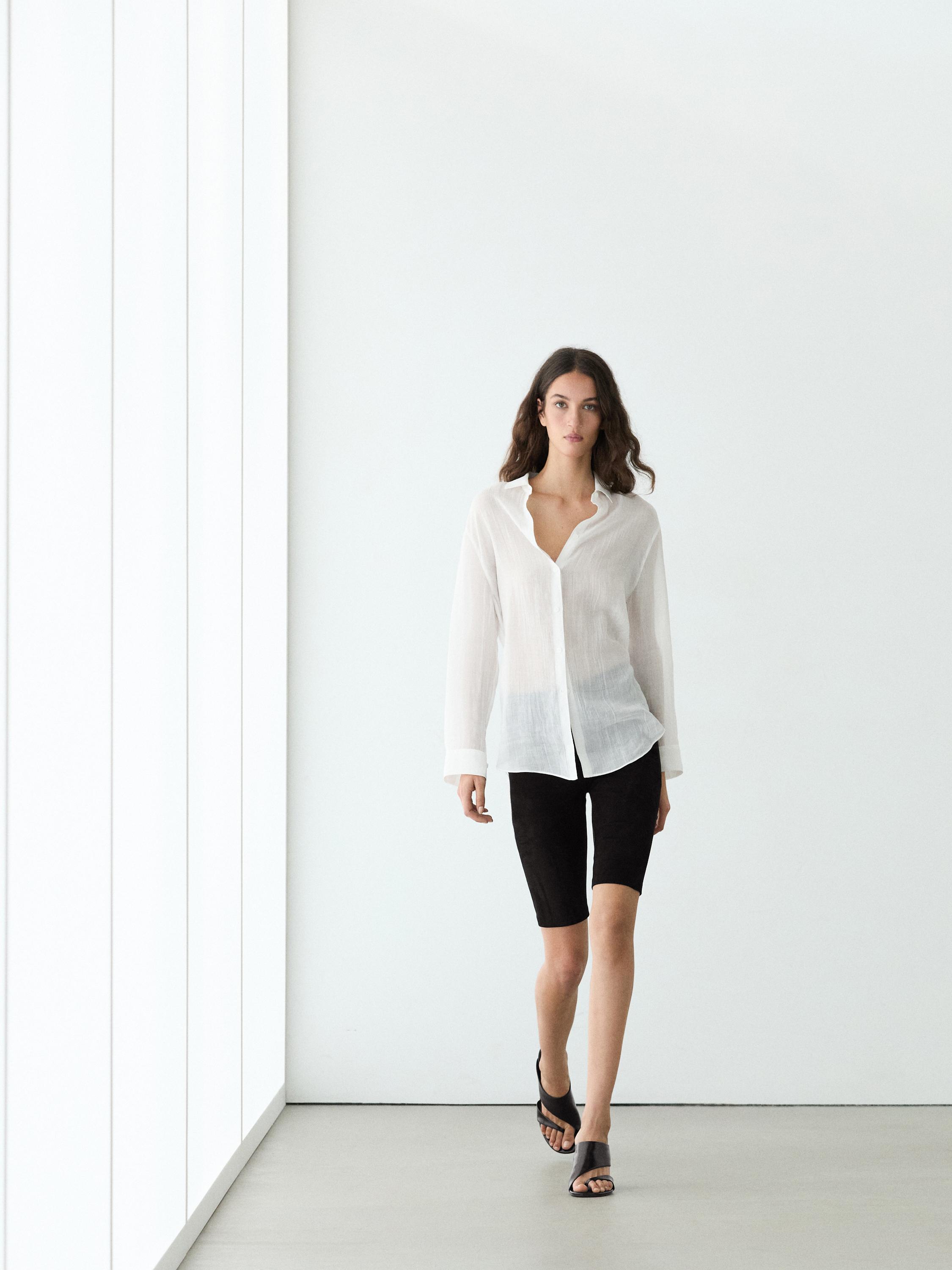 Suede leather cycling shorts — BLACK
