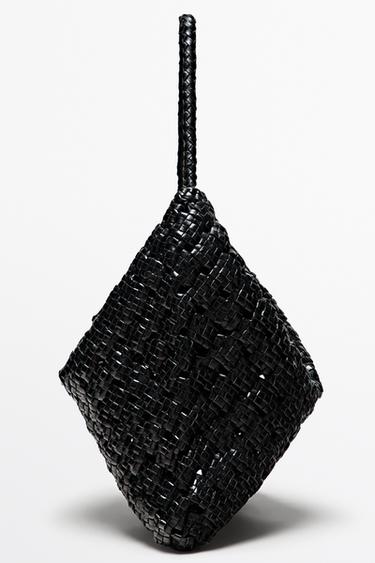 Medium braided nappa leather bag — BLACK 4